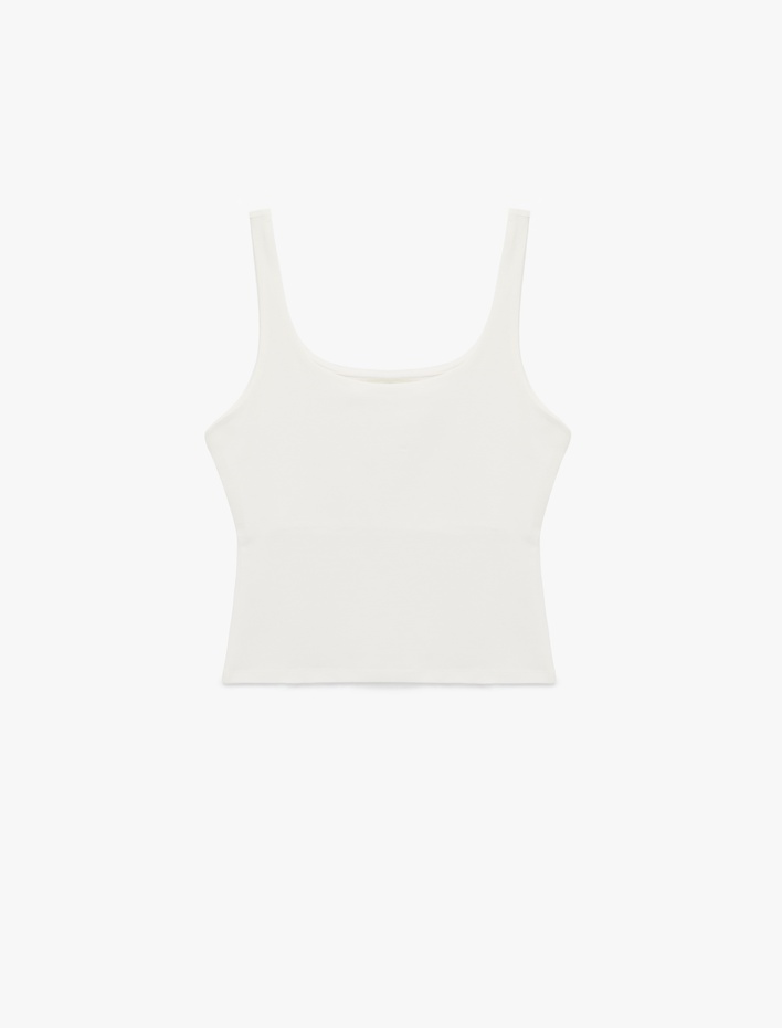  Slim Fit Kolsuz Kare Yaka Pamuklu Bluz