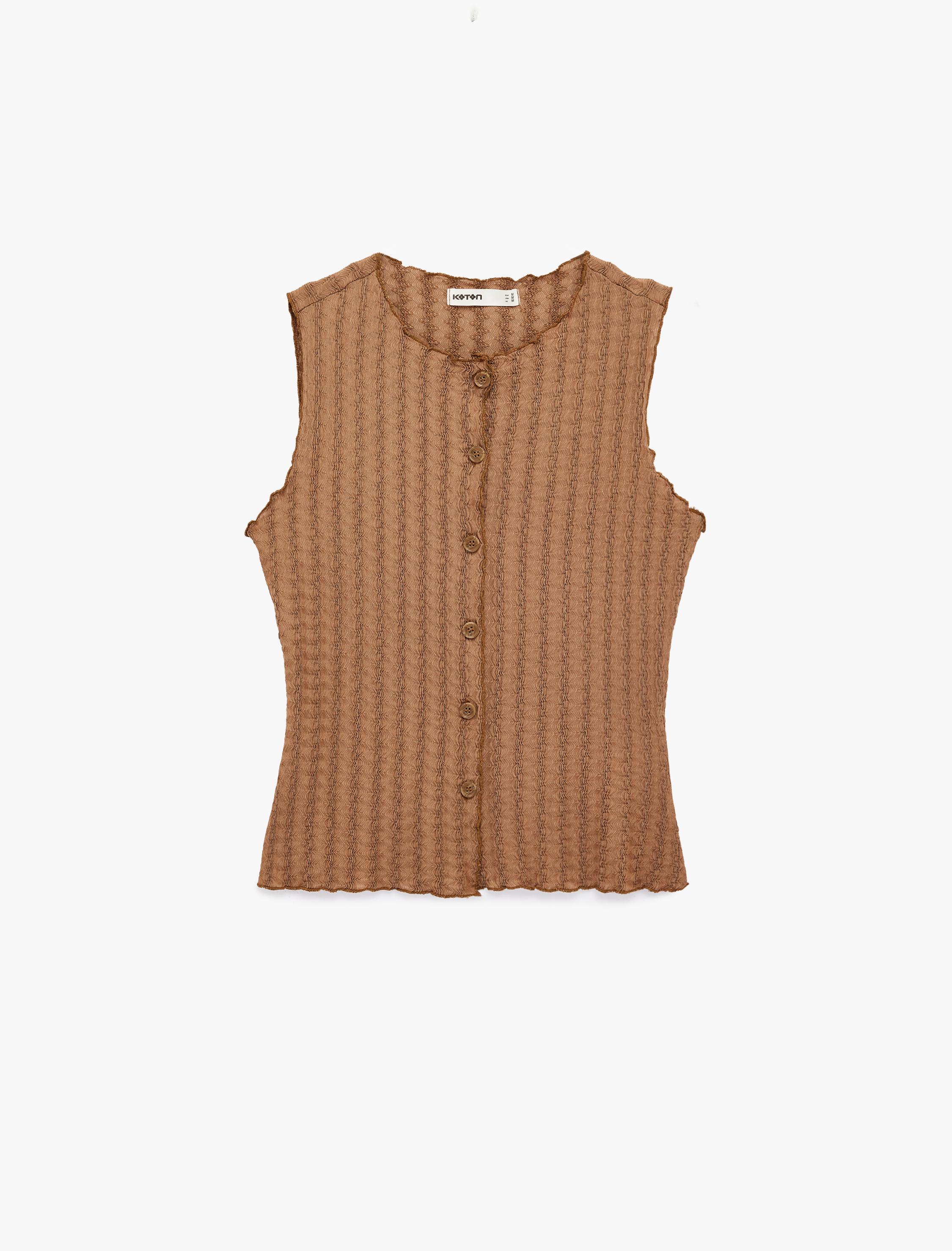   Bürümcük Kumaş Slim Fit Düğmeli Bisiklet Yaka Yelek