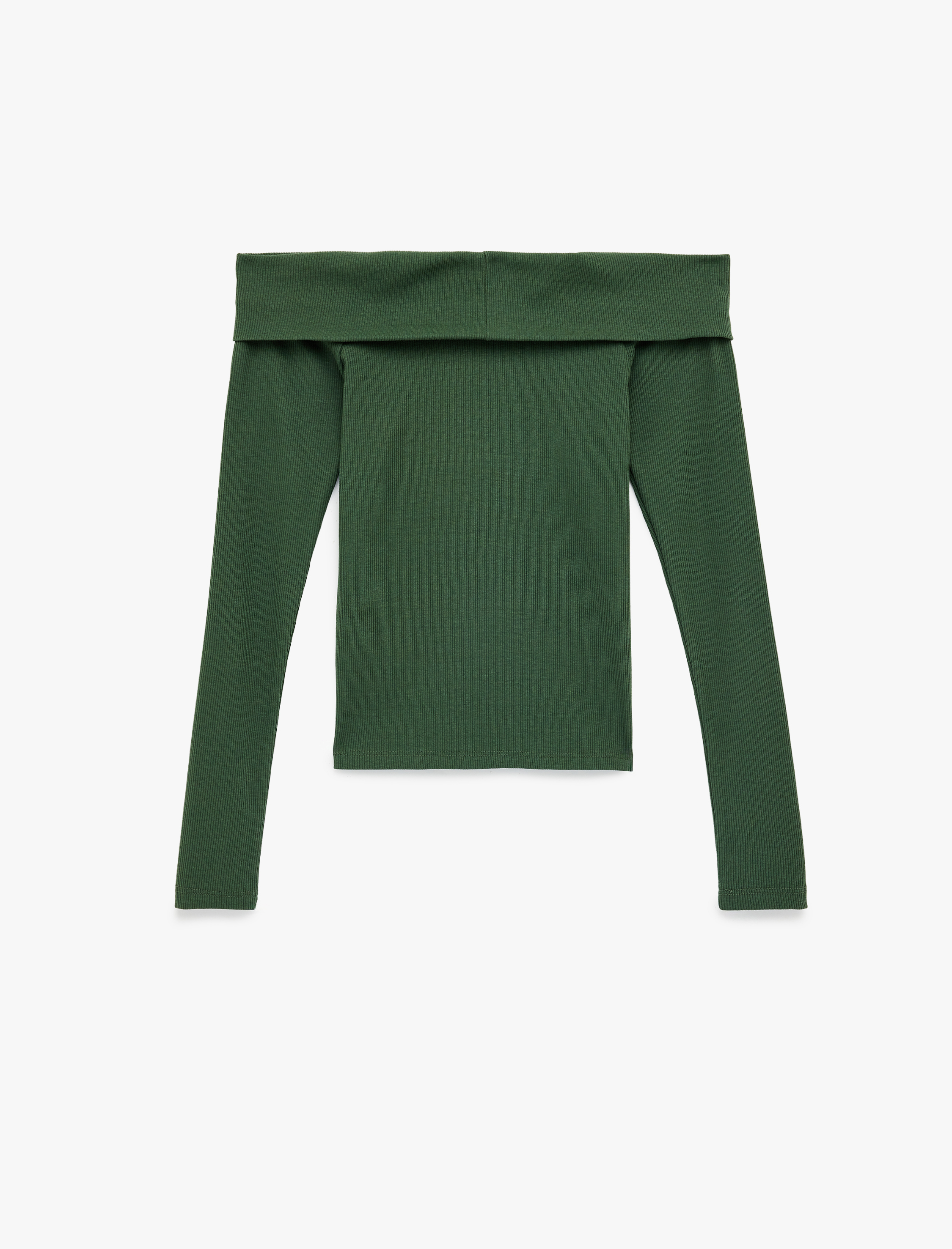   Kaşkorse Slim Fit Uzun Kollu Açık Omuz Tişört