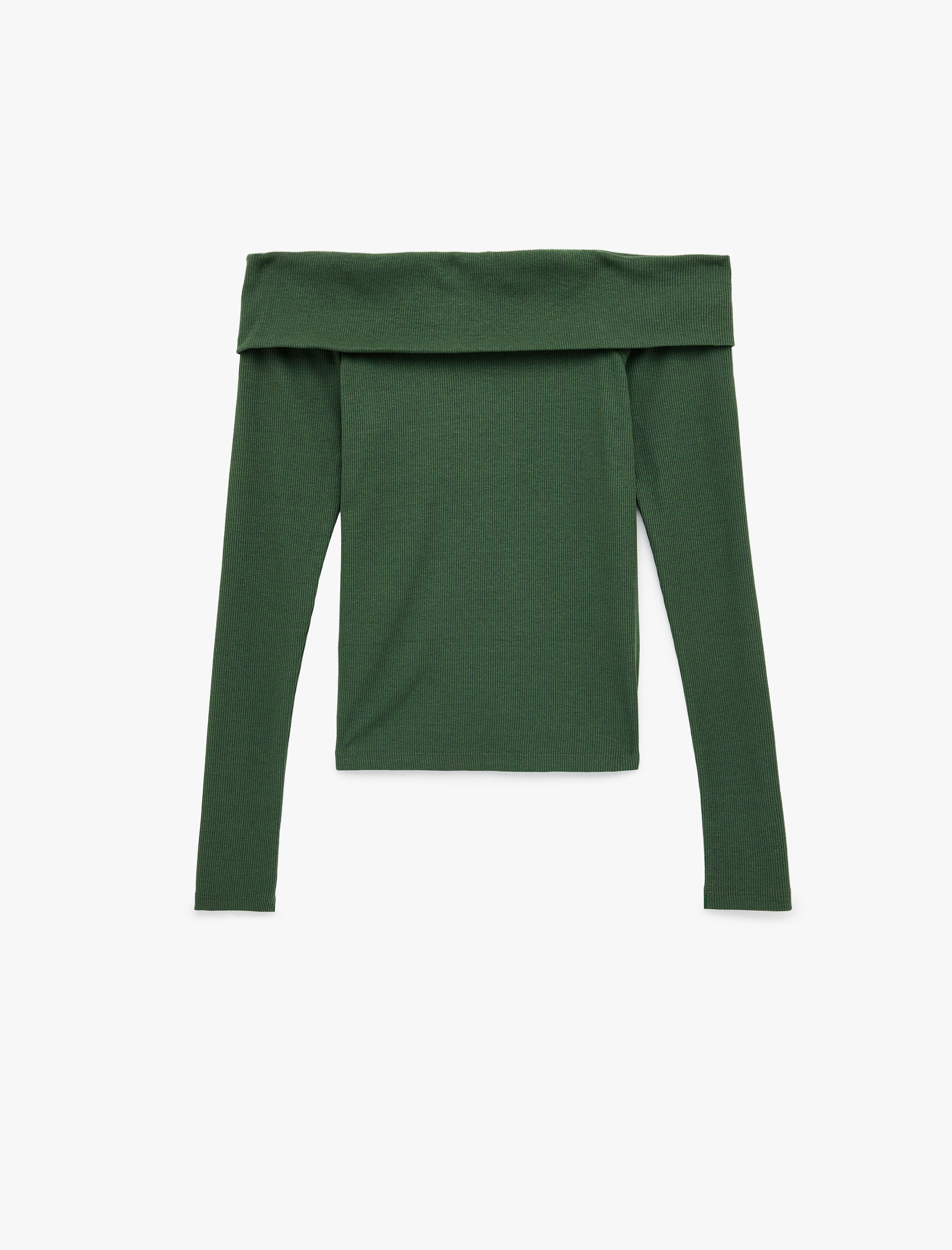   Kaşkorse Slim Fit Uzun Kollu Açık Omuz Tişört