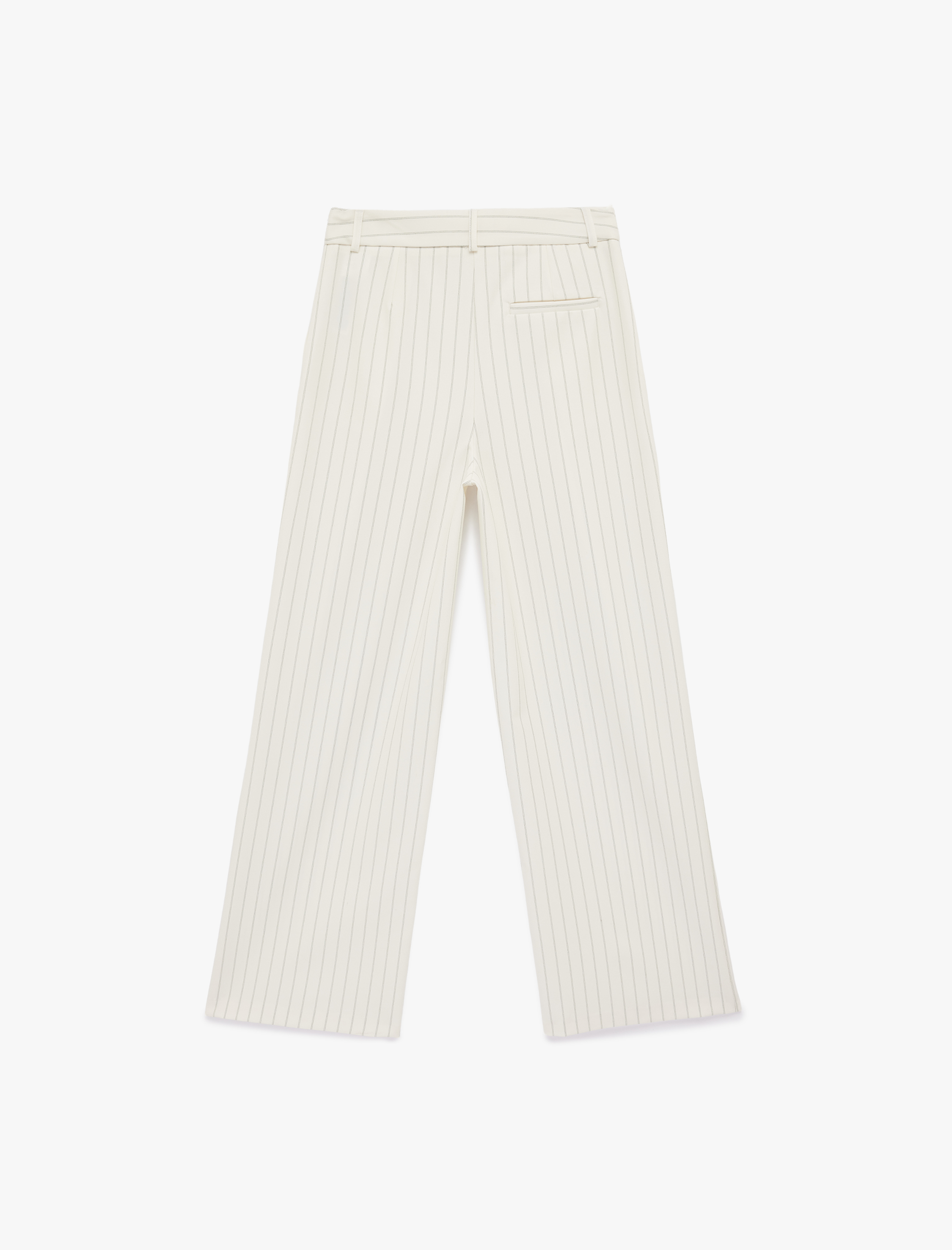   Cep Detaylı Viskon Karışımlı Yüksek Bel Çizgili Palazzo Pantolon