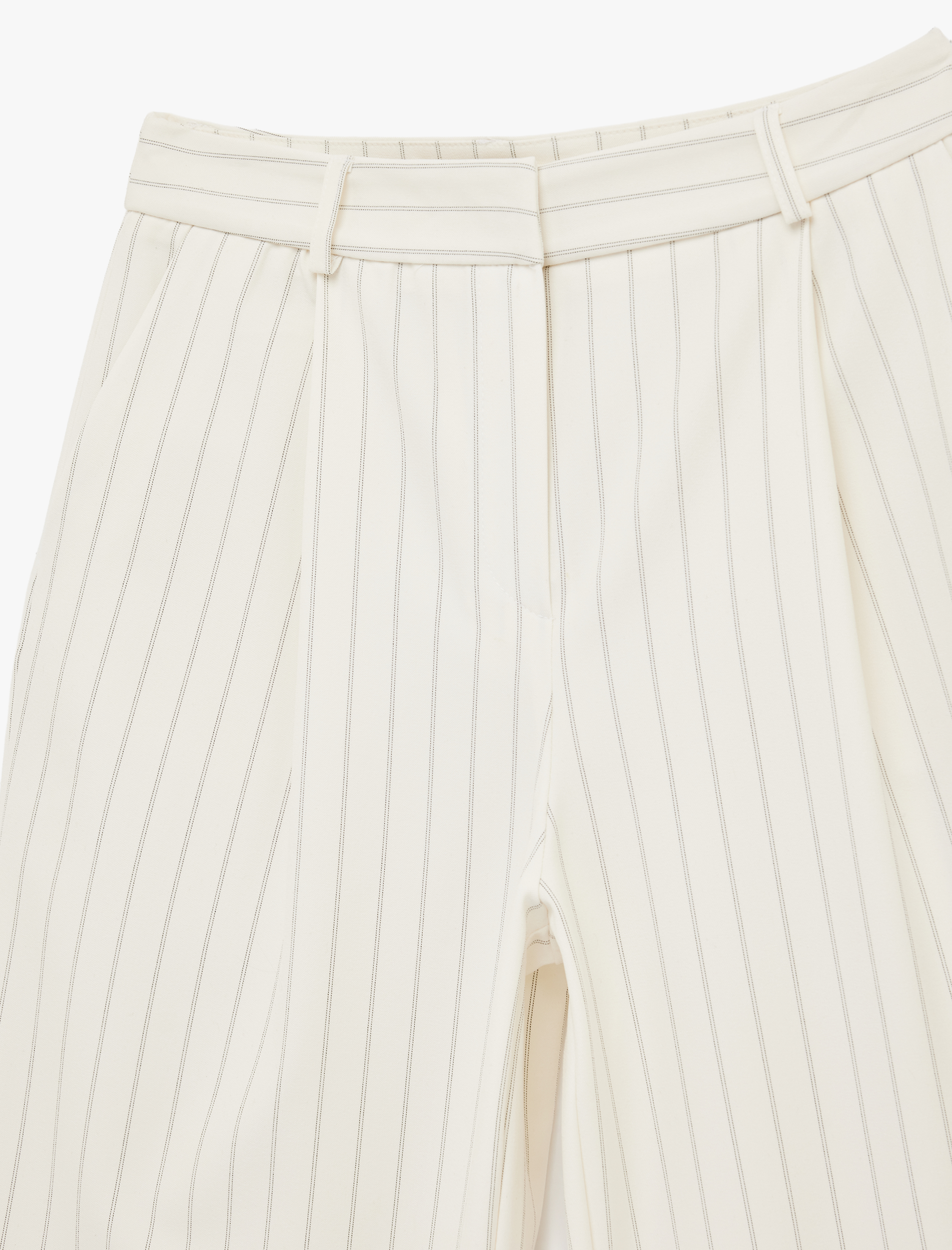   Cep Detaylı Viskon Karışımlı Yüksek Bel Çizgili Palazzo Pantolon