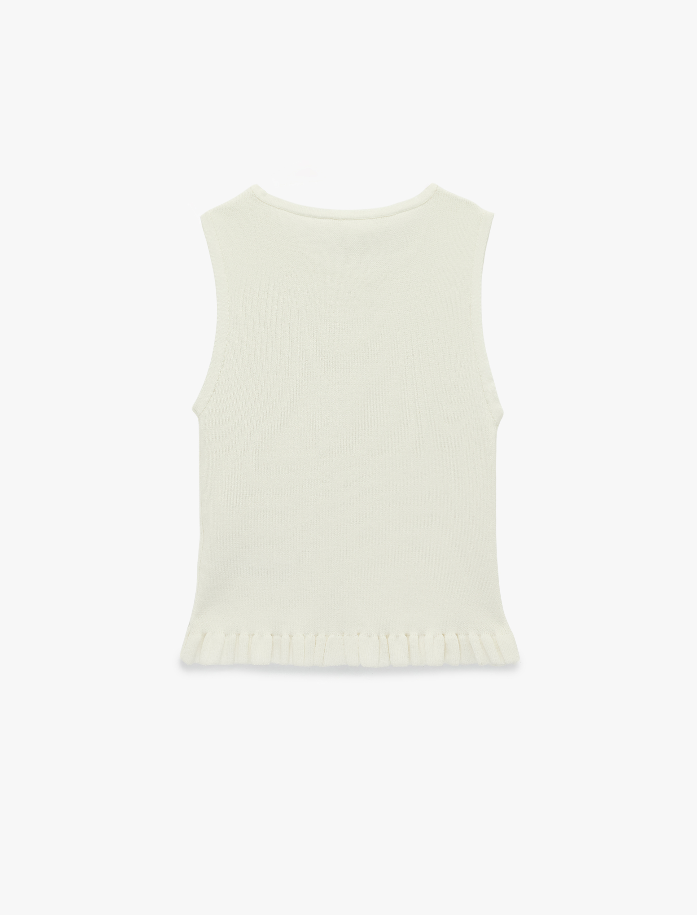   Fırfırlı Düğmeli Bisiklet Yaka Triko Yelek