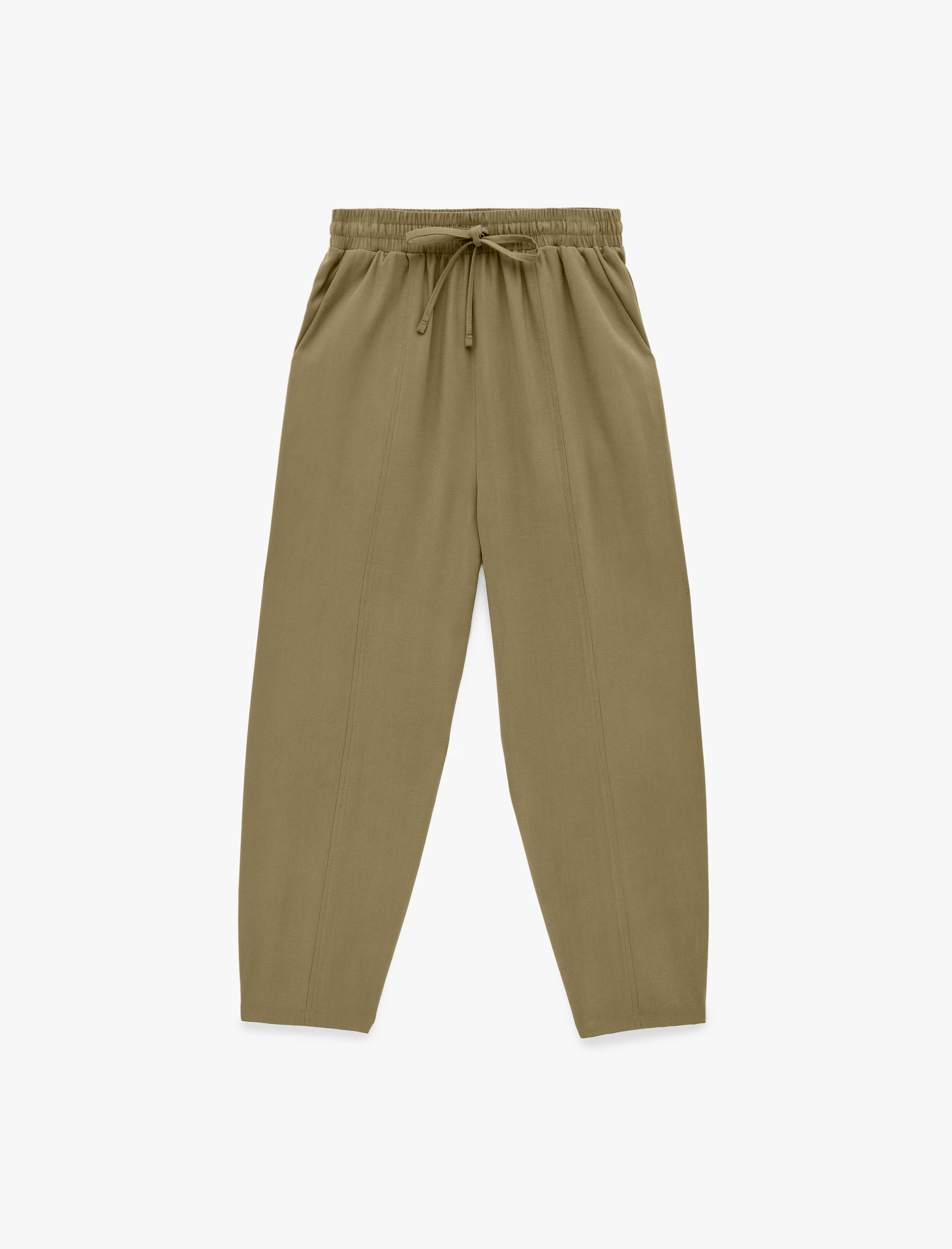   Beli Lastikli Viskon Kupro Kumaş Havuç Pantolon