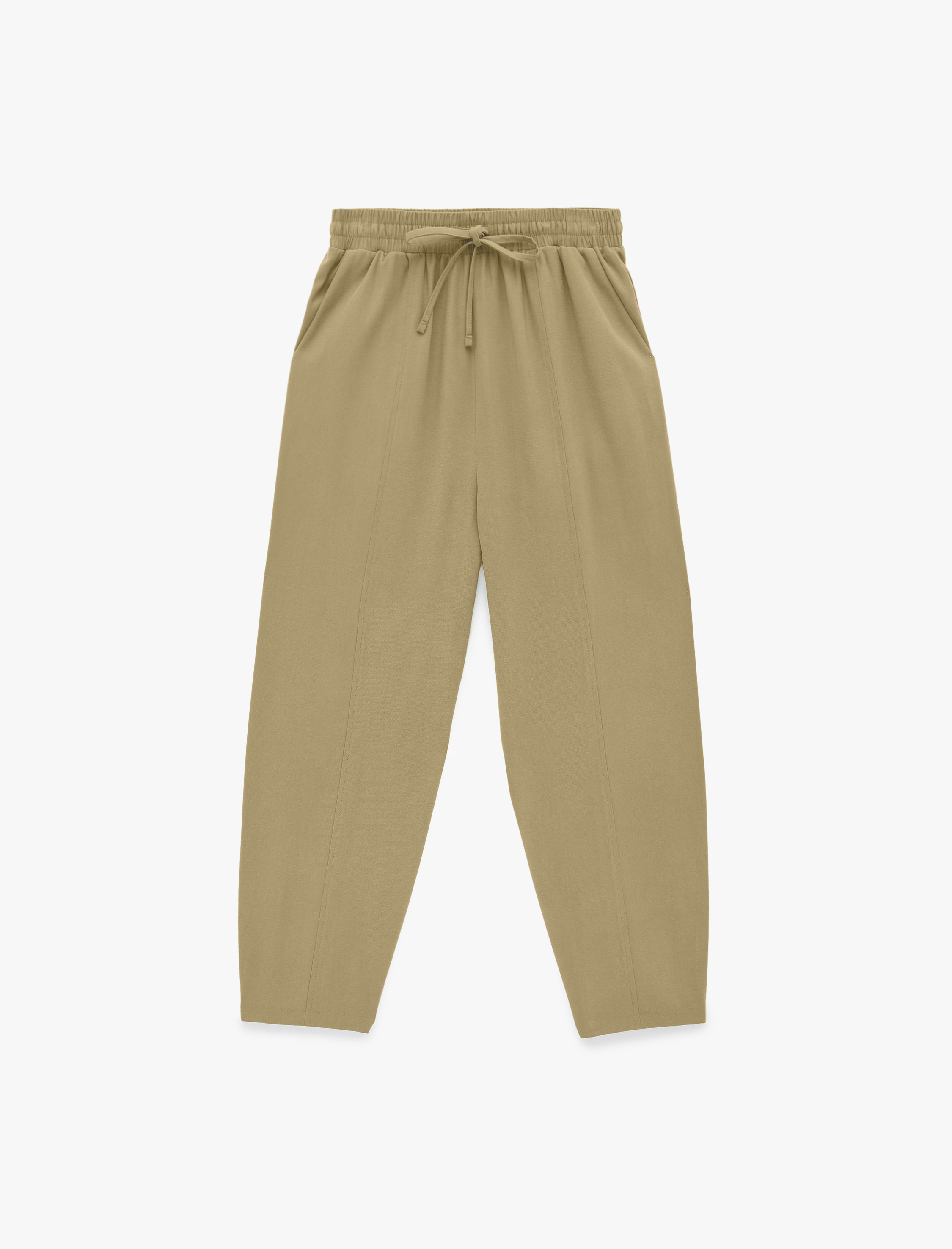   Beli Lastikli Viskon Kupro Kumaş Havuç Pantolon