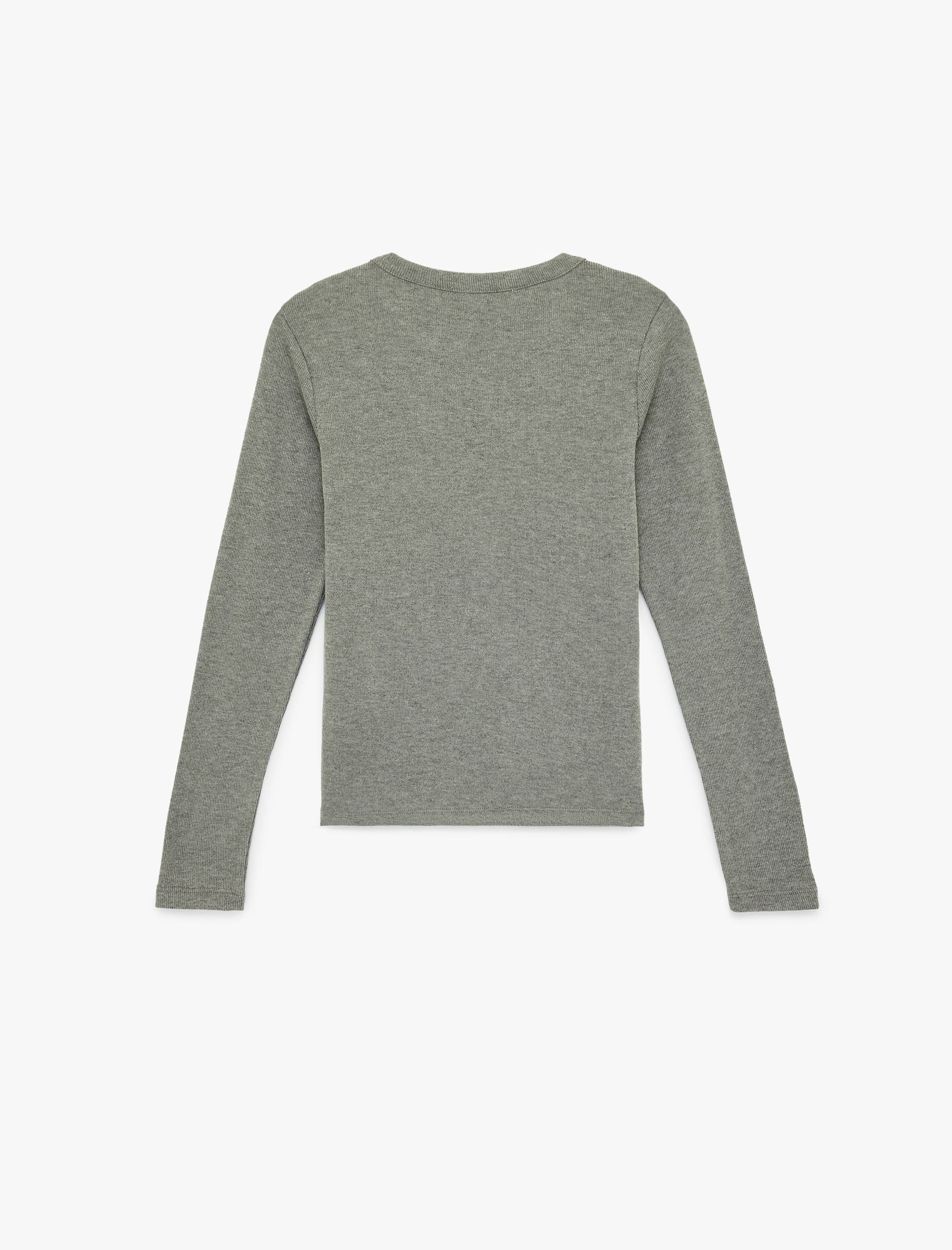   Slim Fit Uzun Kollu Bisiklet Yaka Fitilli Tişört