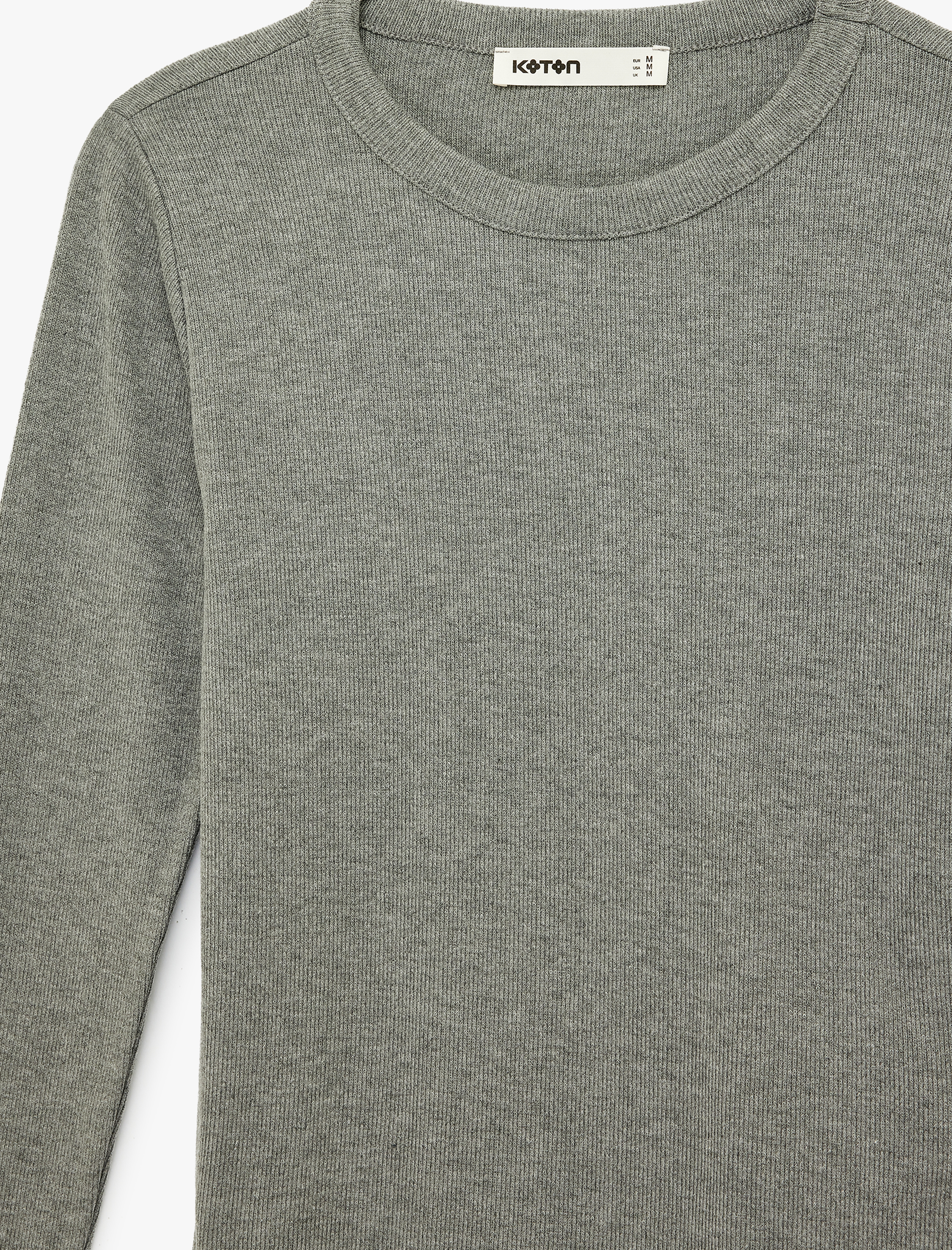   Slim Fit Uzun Kollu Bisiklet Yaka Fitilli Tişört