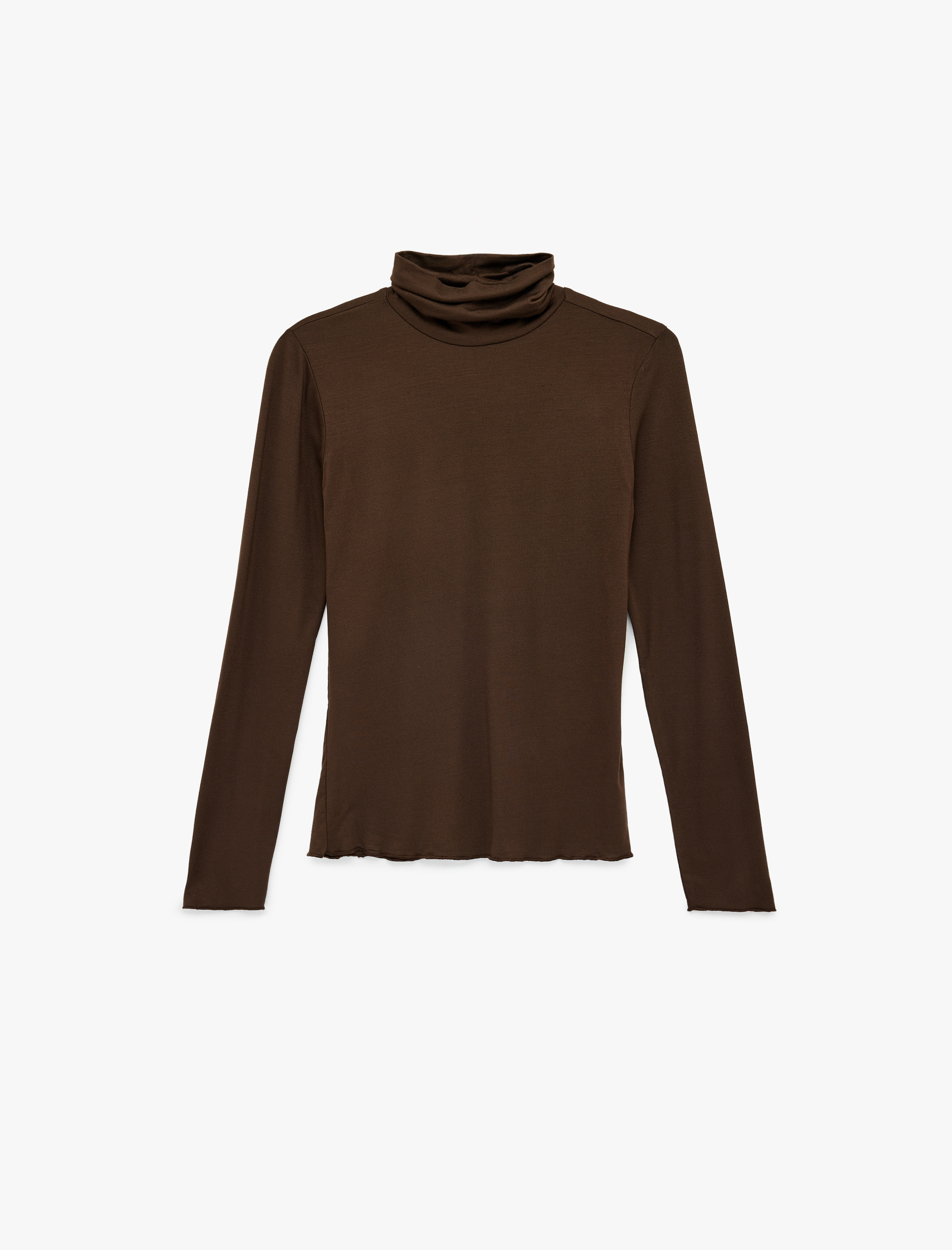   Viskon Slim Fit Uzun Kollu Balıkçı Yaka Tişört