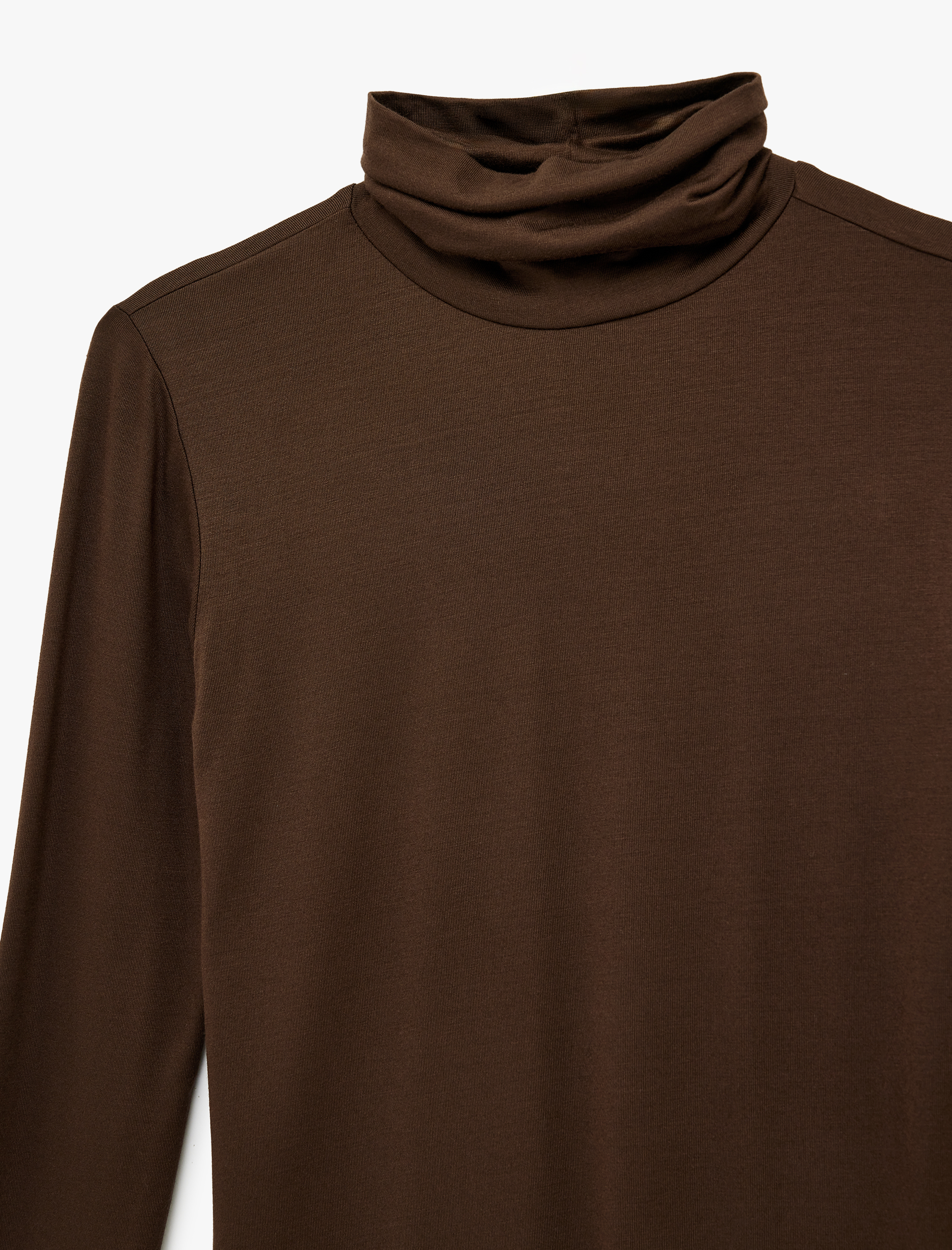   Viskon Slim Fit Uzun Kollu Balıkçı Yaka Tişört