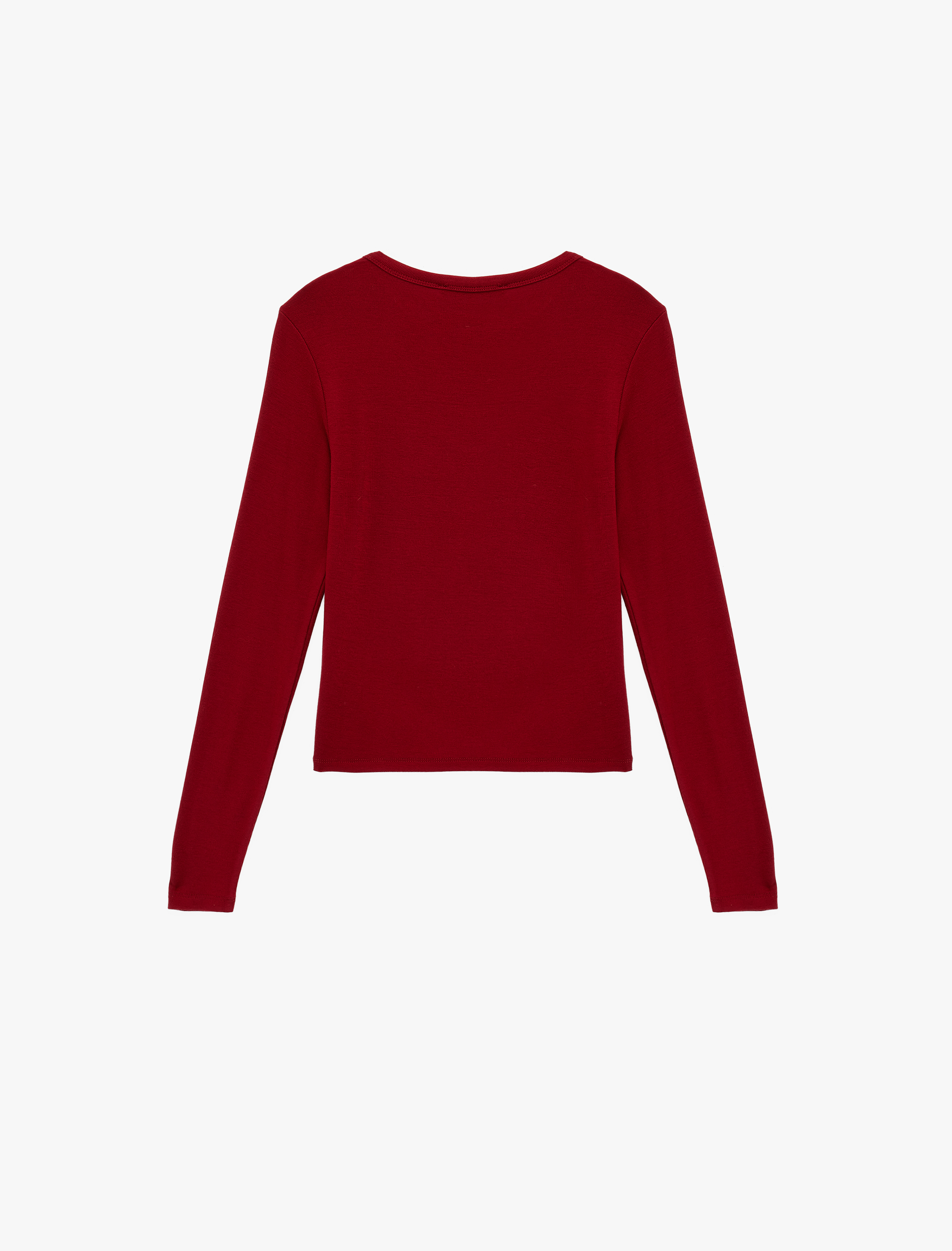   Viskon Slim Fit Uzun Kollu Bisiklet Yaka Tişört