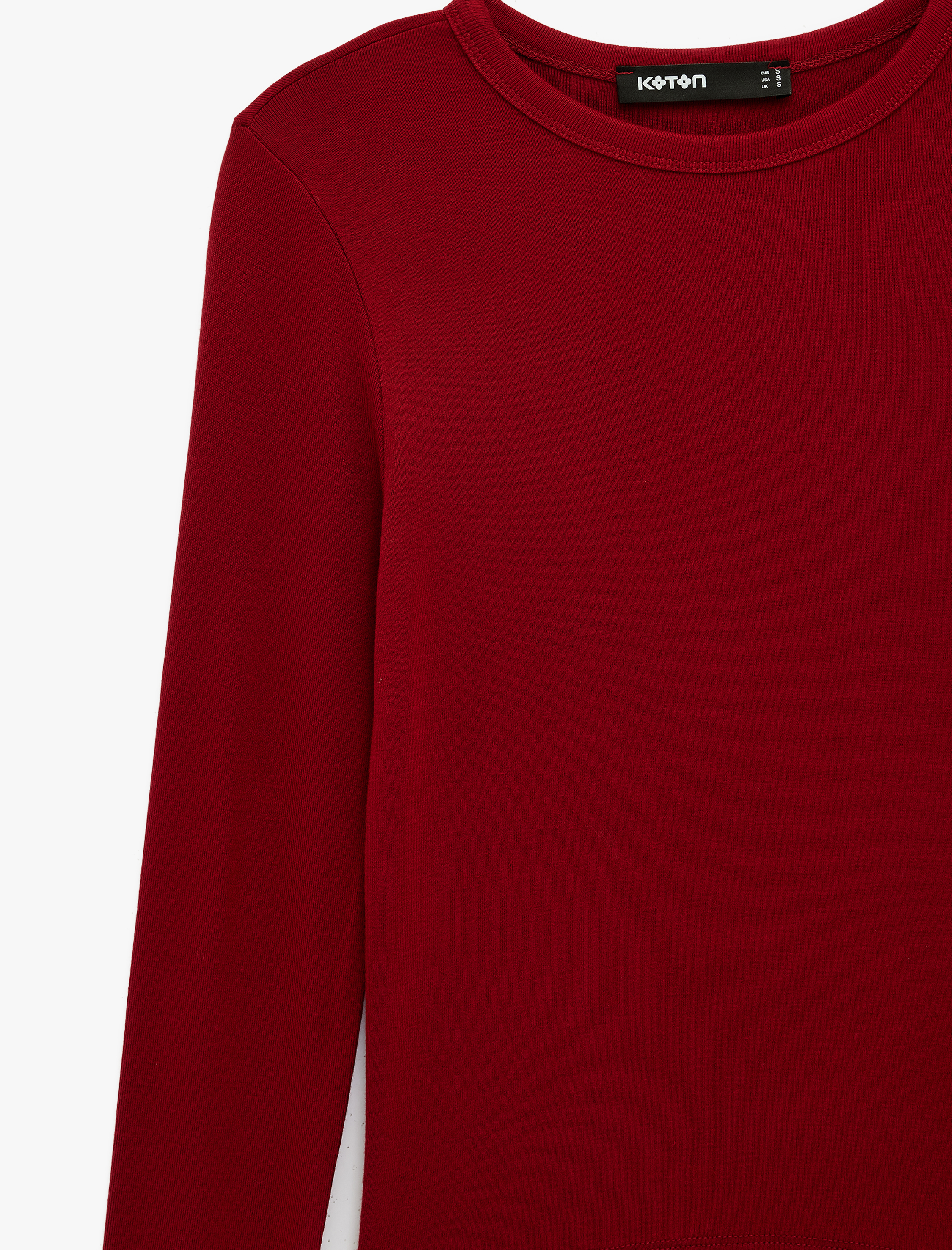   Viskon Slim Fit Uzun Kollu Bisiklet Yaka Tişört