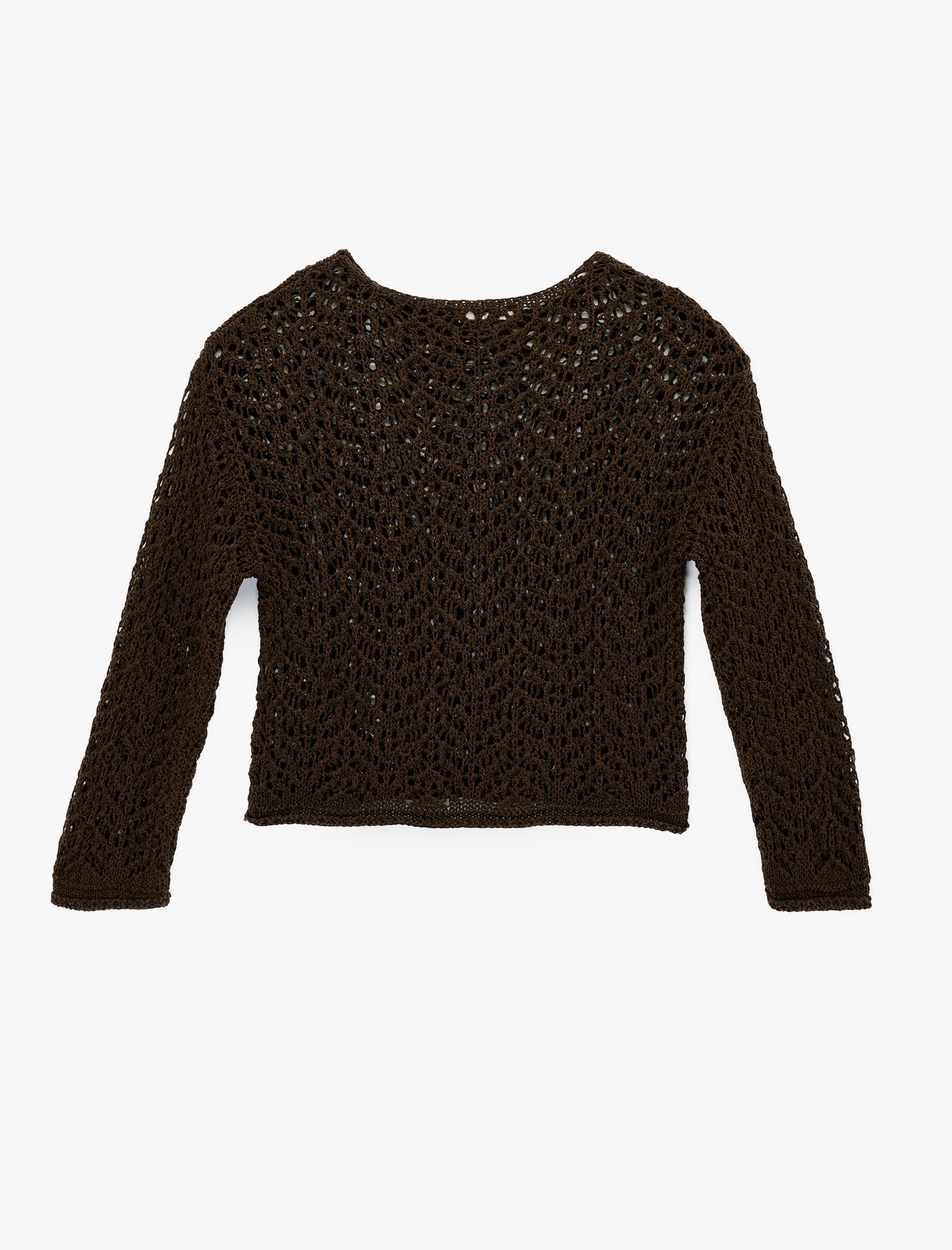   Uzun Kollu Bisiklet Yaka Ajurlu Triko Kazak