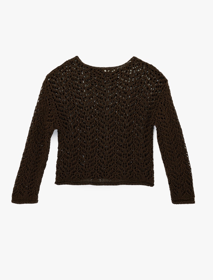  Uzun Kollu Bisiklet Yaka Ajurlu Triko Kazak