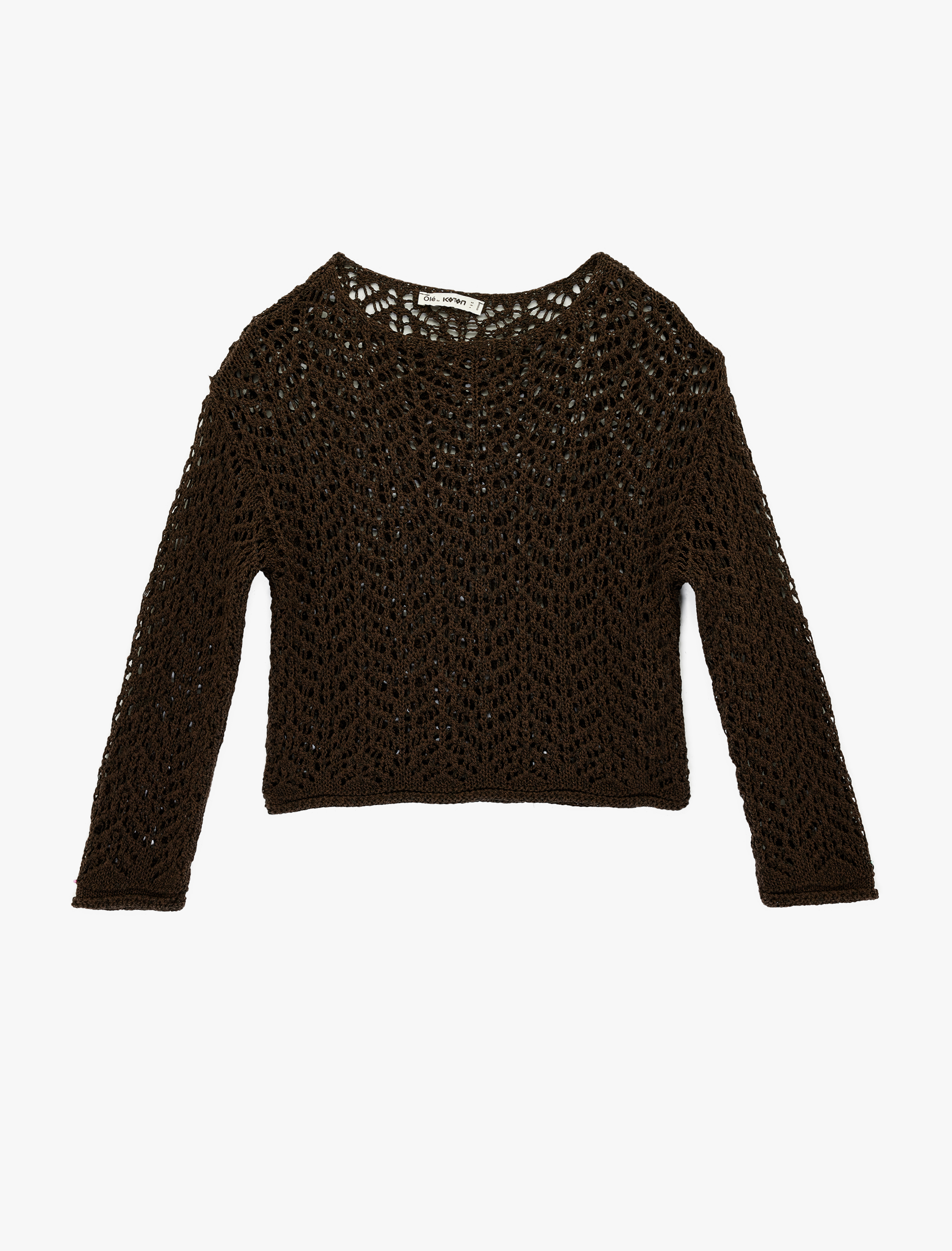   Uzun Kollu Bisiklet Yaka Ajurlu Triko Kazak