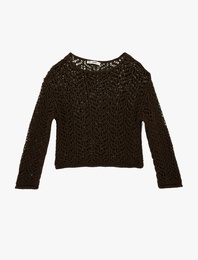 Uzun Kollu Bisiklet Yaka Ajurlu Triko Kazak