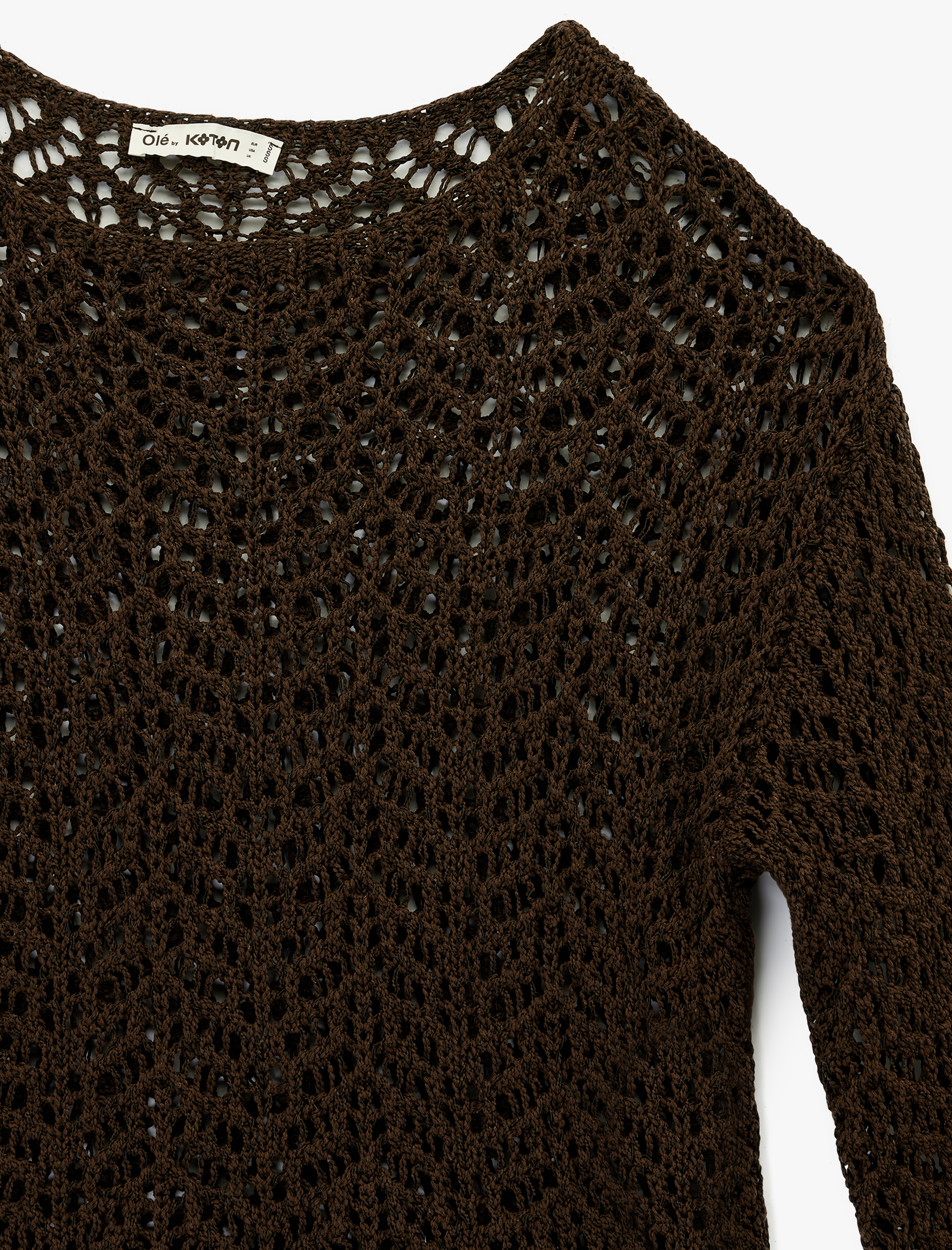   Uzun Kollu Bisiklet Yaka Ajurlu Triko Kazak