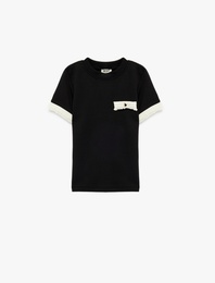 Bisiklet Yaka Kısa Kollu Düğmeli Pamuklu Tişört