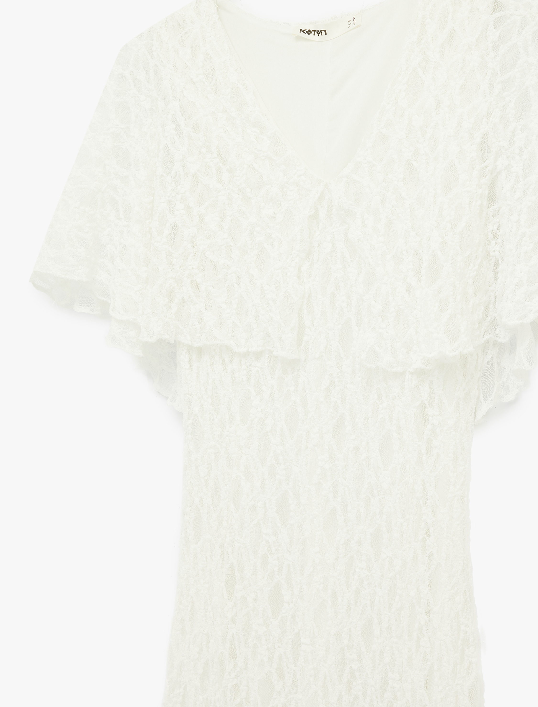   Slim Fit Pelerin Kol V Yaka Uzun Dantel Elbise