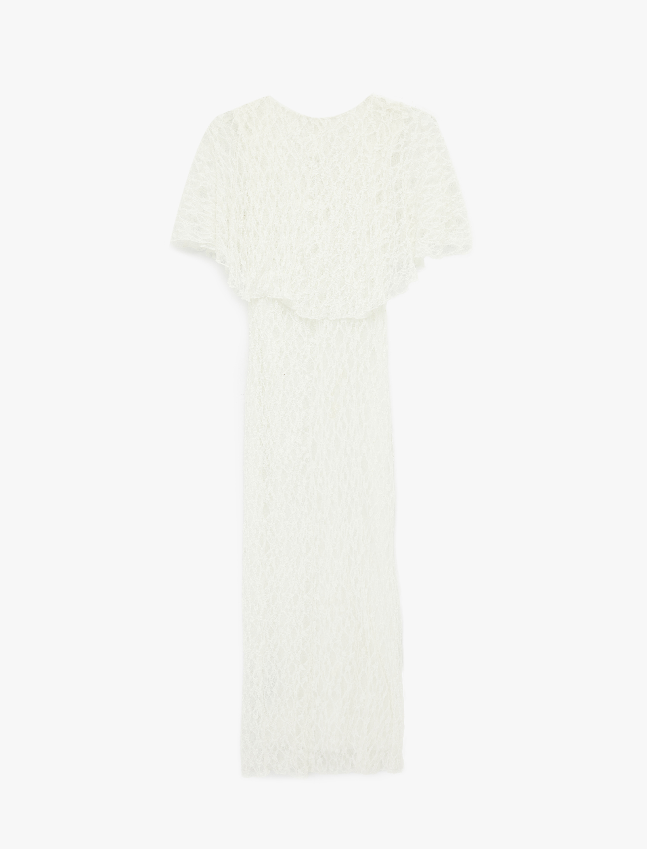   Slim Fit Pelerin Kol V Yaka Uzun Dantel Elbise