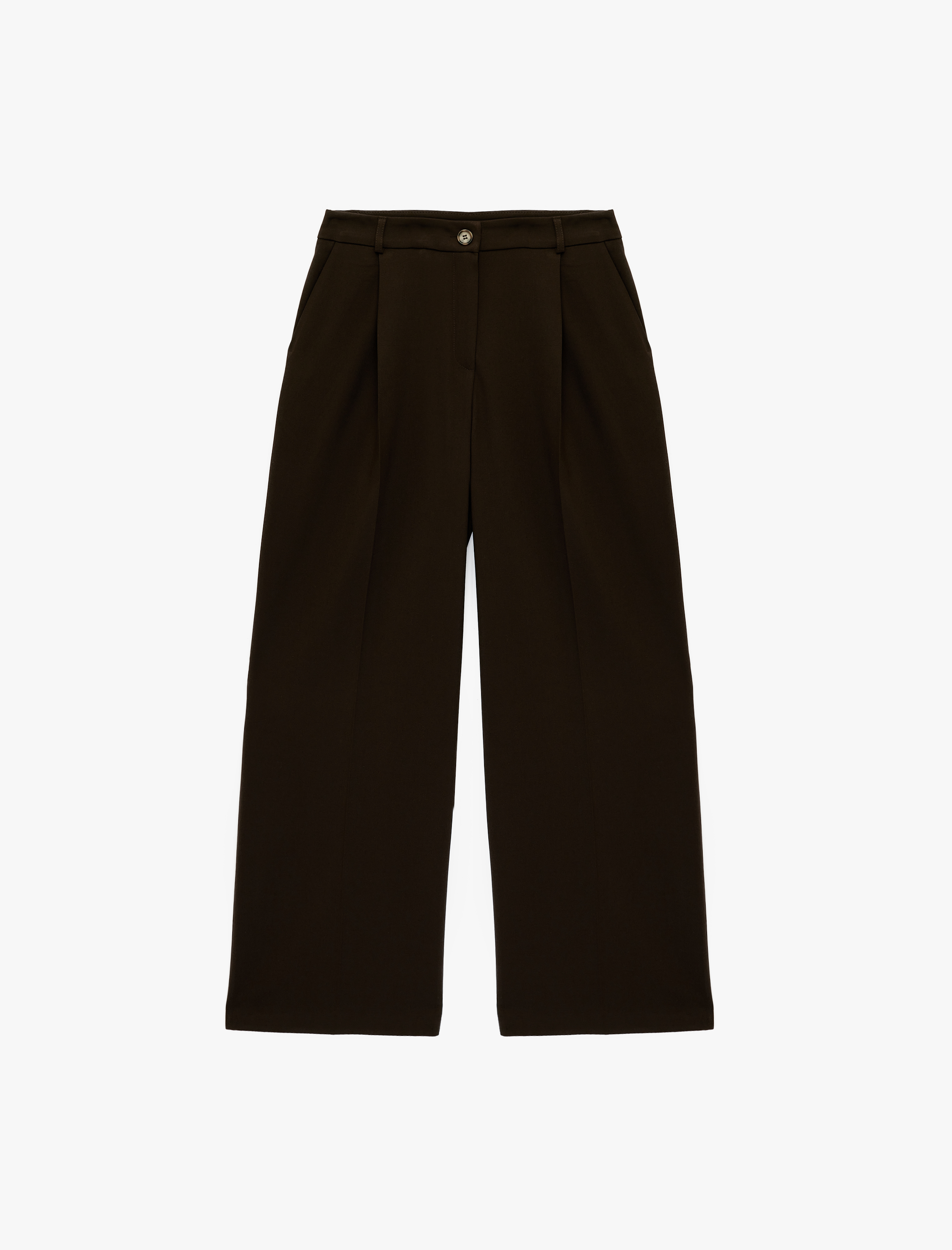   Pile Detaylı Cepli Geniş Paça Kumaş Pantolon