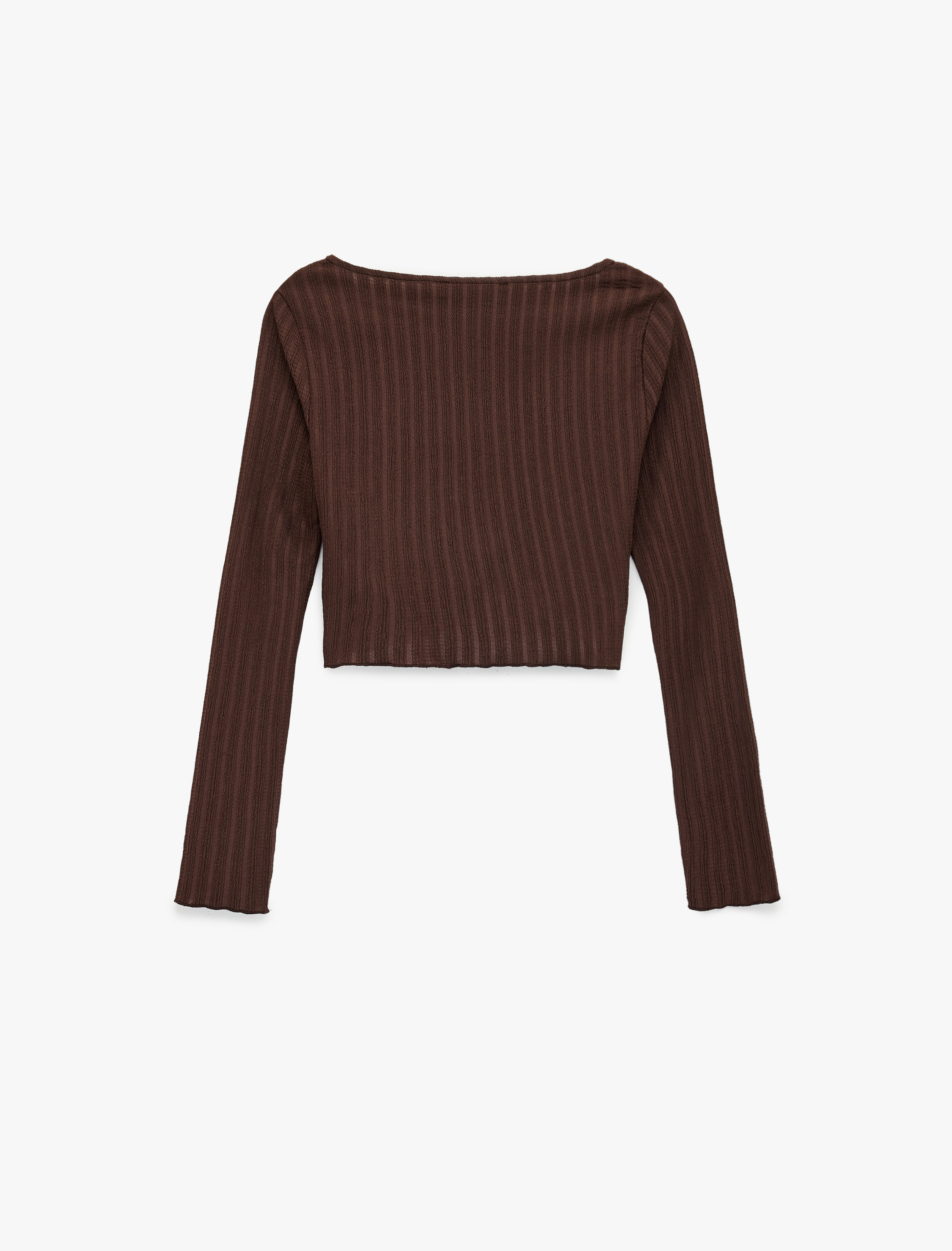   Asimetrik Yaka Büzgülü Slim Fit Uzun Kollu Tişört