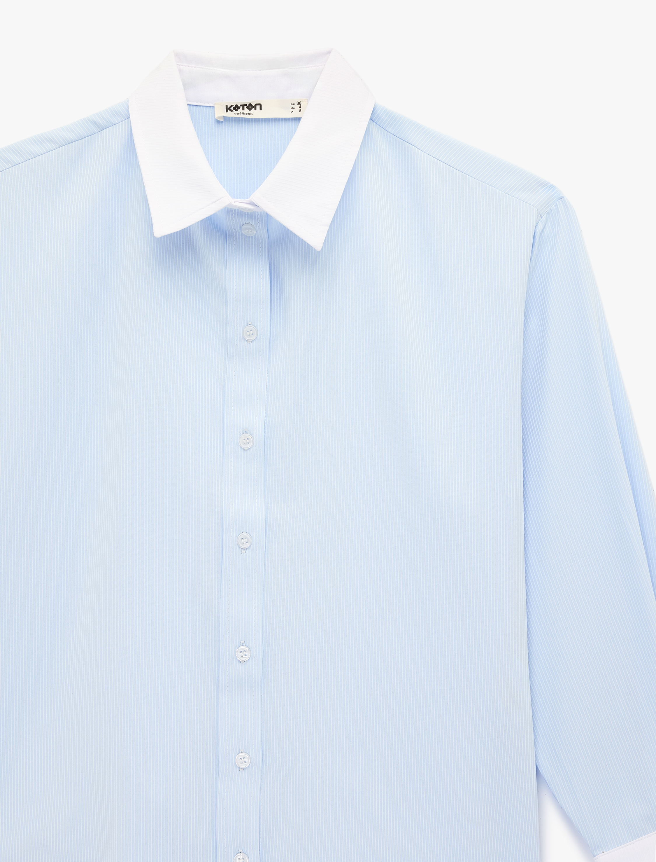   Slim Fit Yaka Detaylı Düğmeli Uzun Kollu Gömlek