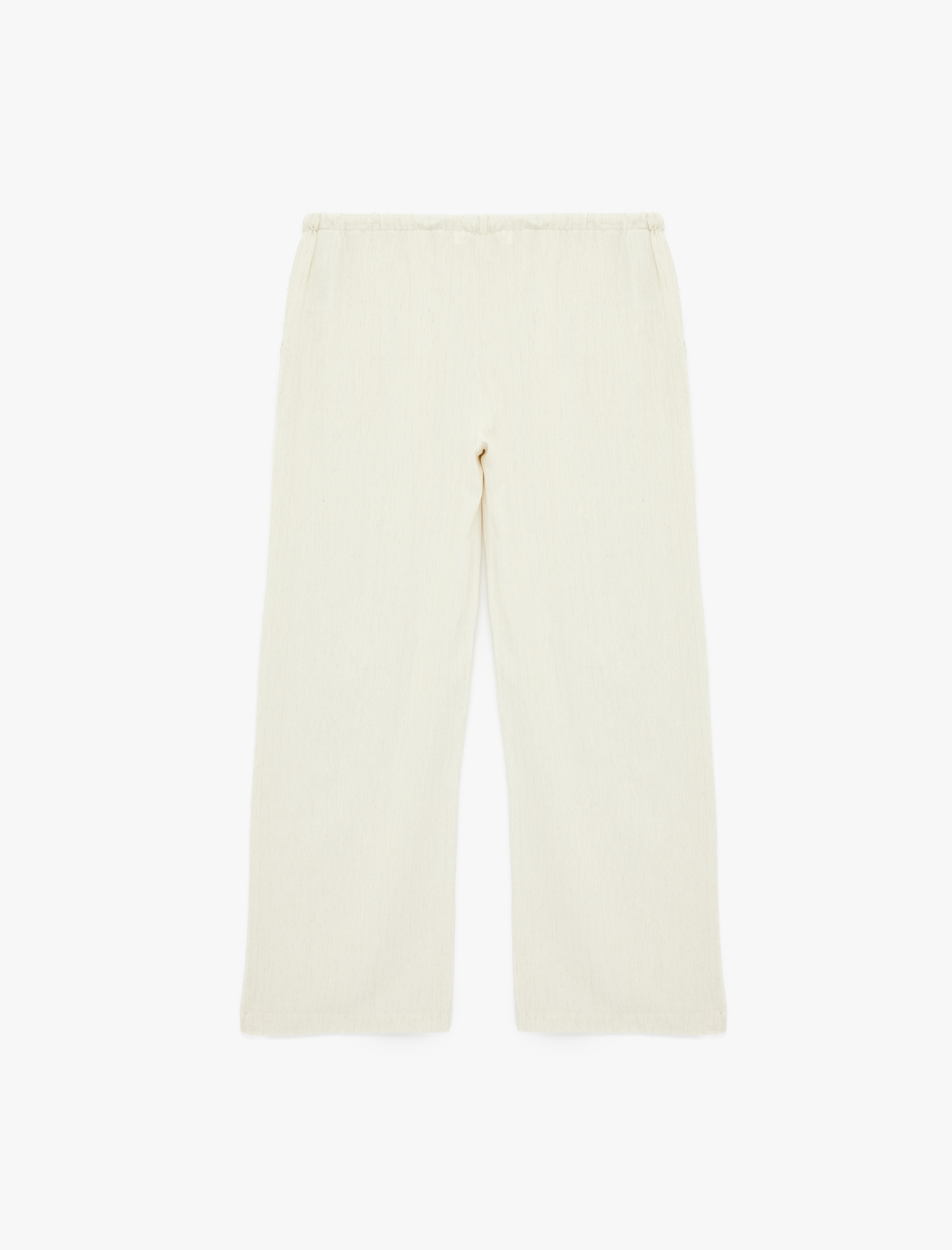   Cep Detaylı Beli Bağcıklı Geniş Paça Keten Karışımlı Pantolon