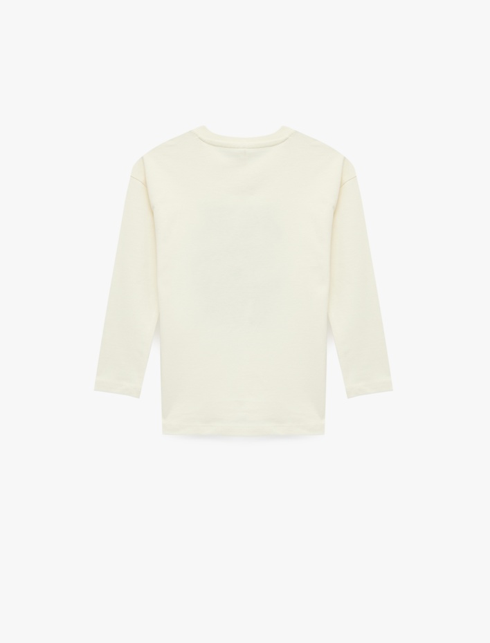 Erkek Bebek Pamuklu Baskılı Uzun Kollu Bisiklet Yaka Tişört