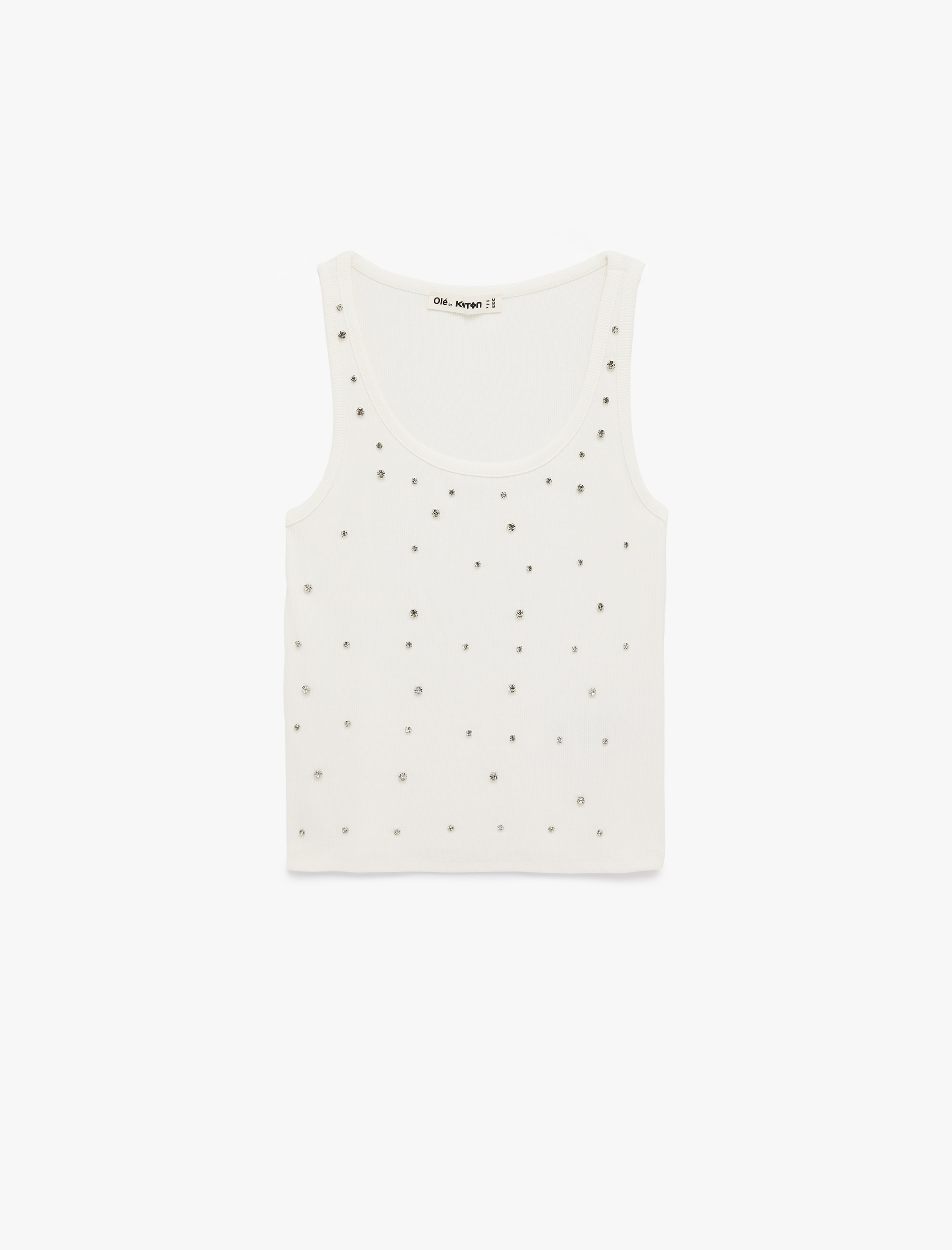   Slim Fit Taş Detaylı Kolsuz U Yaka Bluz