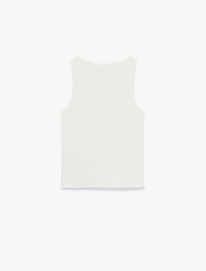  Slim Fit Taş Detaylı Kolsuz U Yaka Bluz