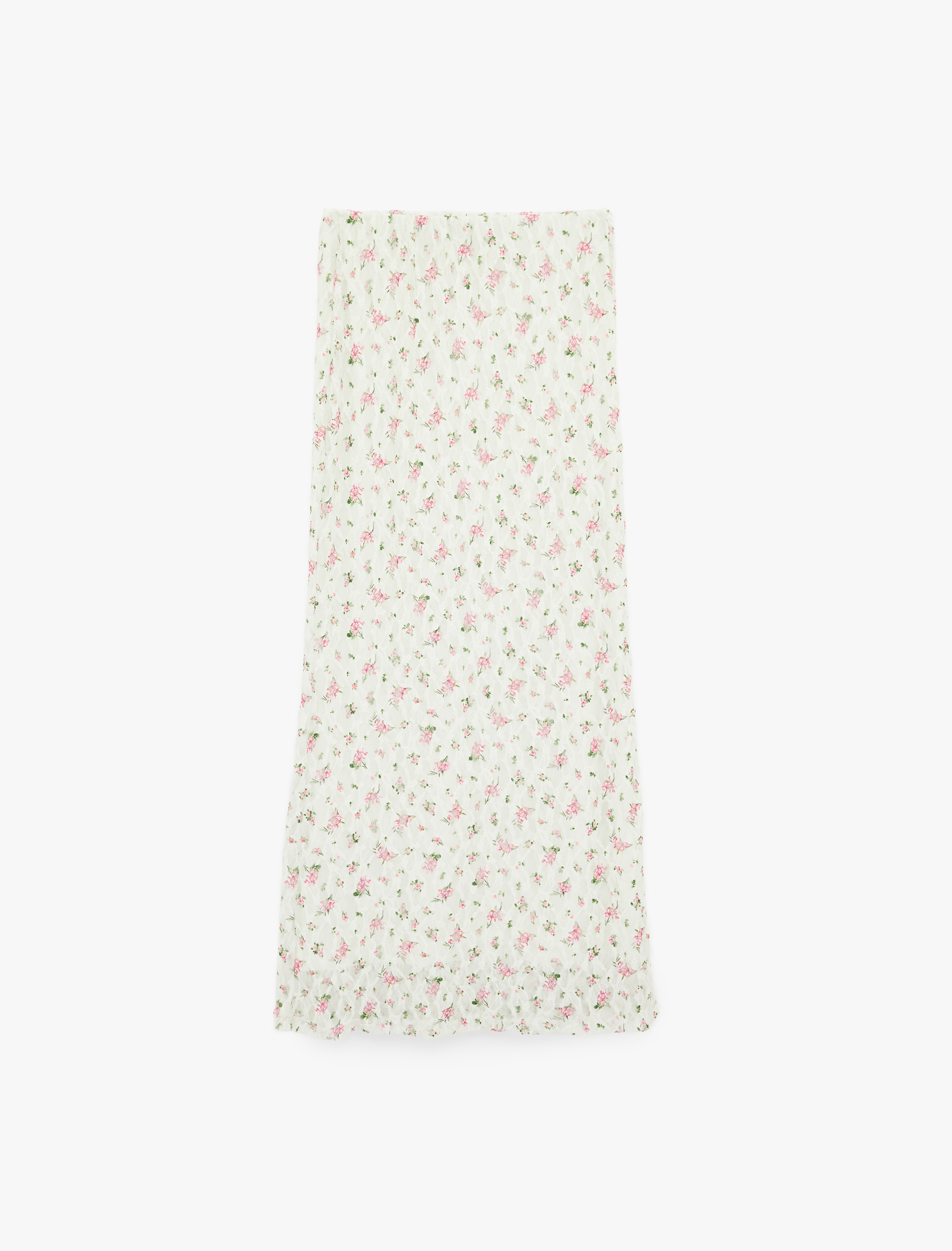   A Kesim Slim Fit Çiçekli Midi Dantel Etek