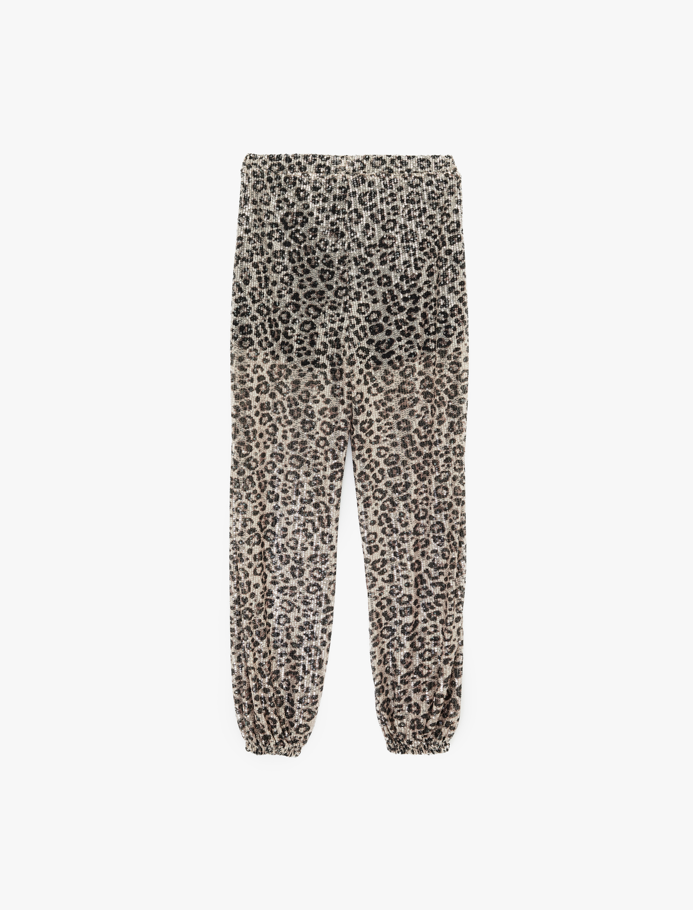   Yüksek Bel Astarlı Yarı Transparan Leopar Desenli Harem Pantolon