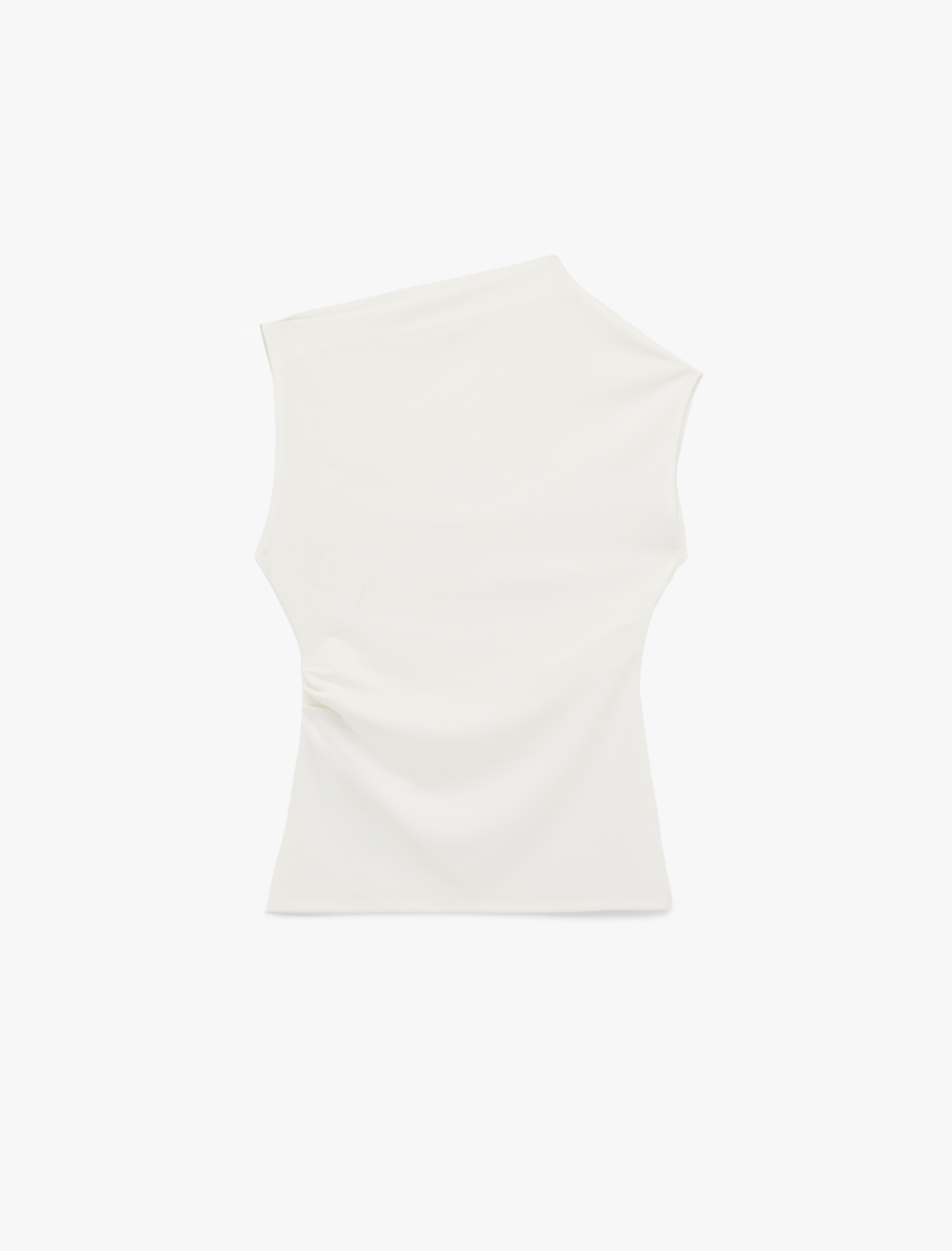   Asimetrik Yaka Drapeli Kolsuz Bluz