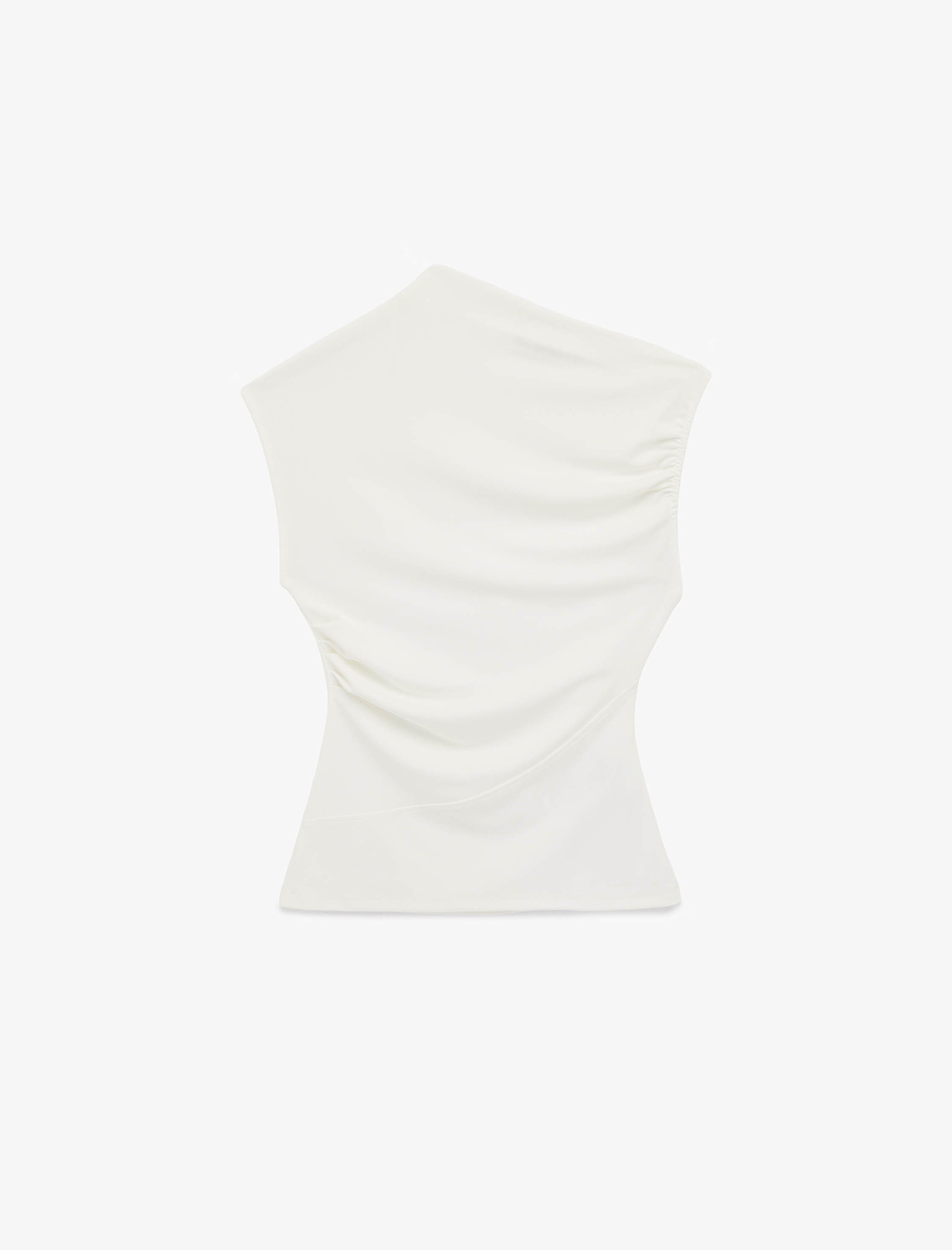   Asimetrik Yaka Drapeli Kolsuz Bluz