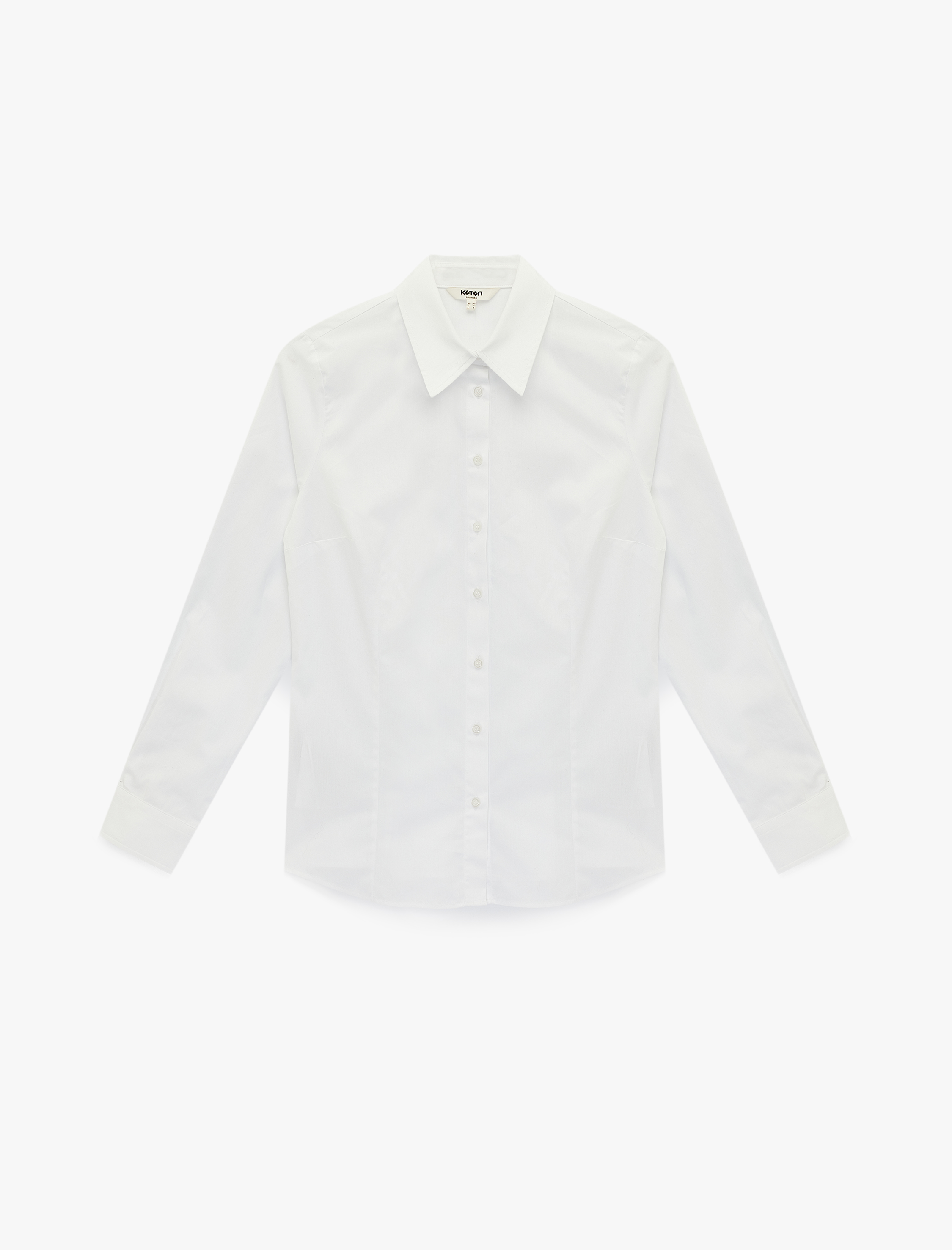   Basic Slim Fit Düğmeli Uzun Kollu Pamuklu Gömlek