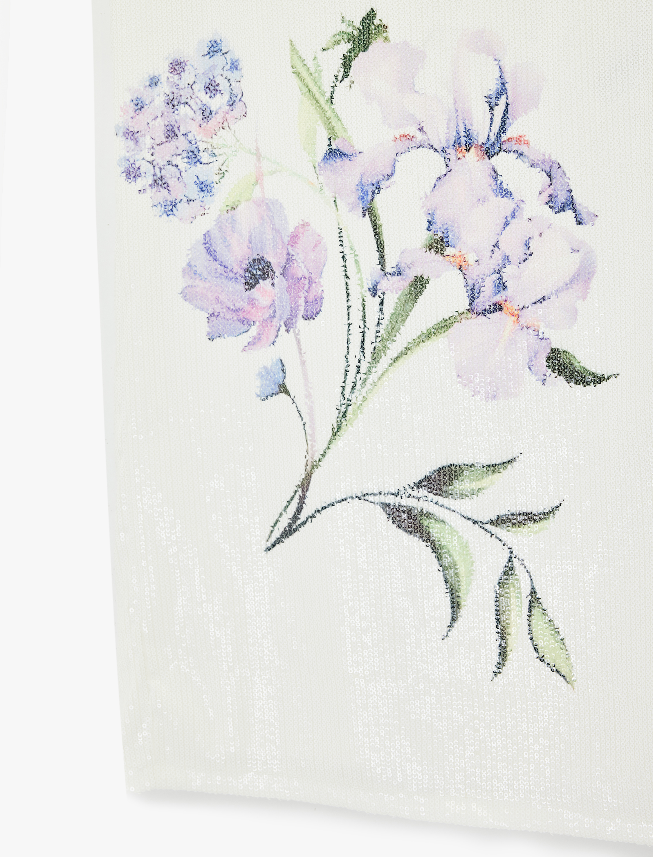   Yırtmaçlı Çiçek Desenli Pullu Payetli Midi Etek