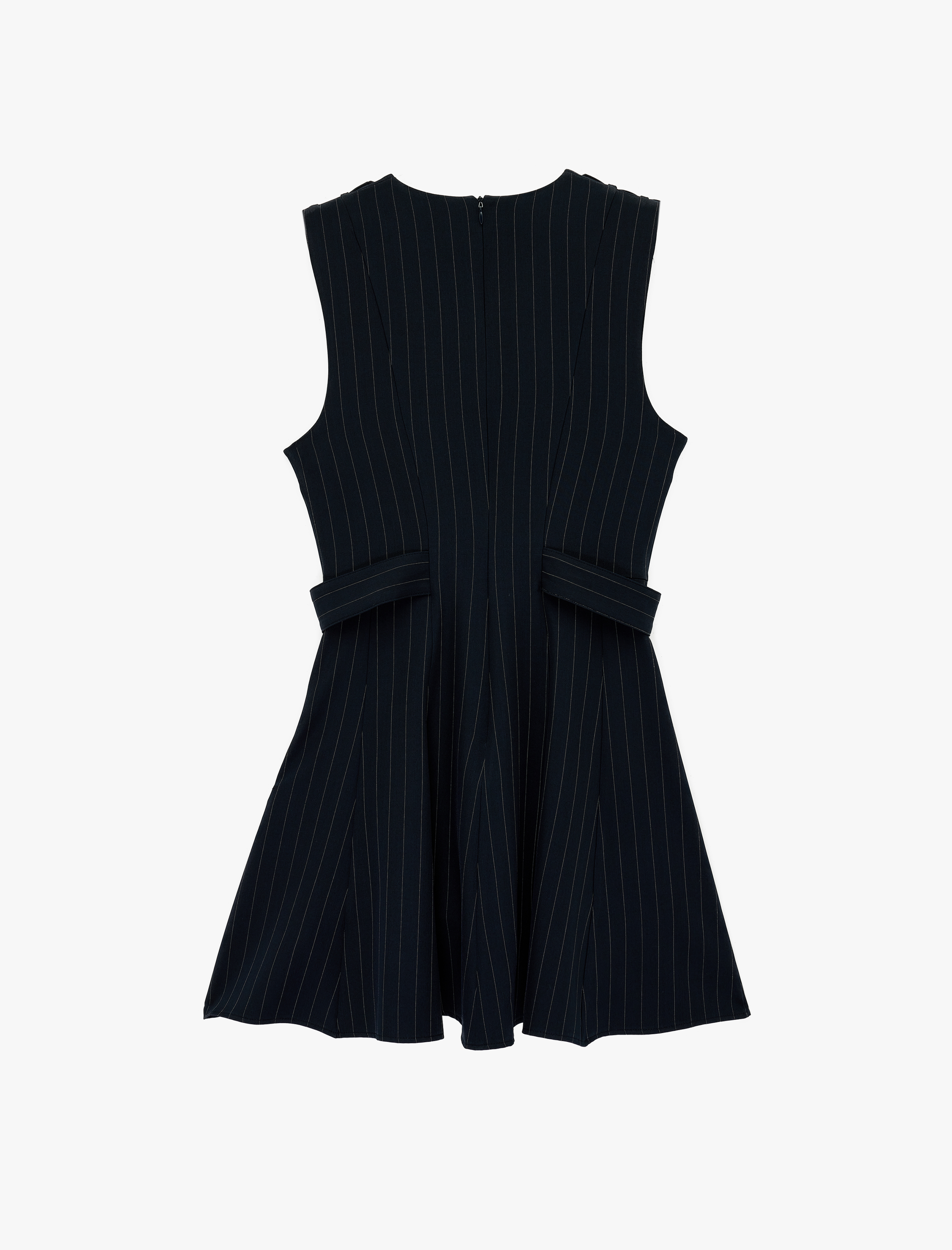   Metal Aksesuarlı Kolsuz Bisiklet Yaka Slim Fit A Kesim Elbise