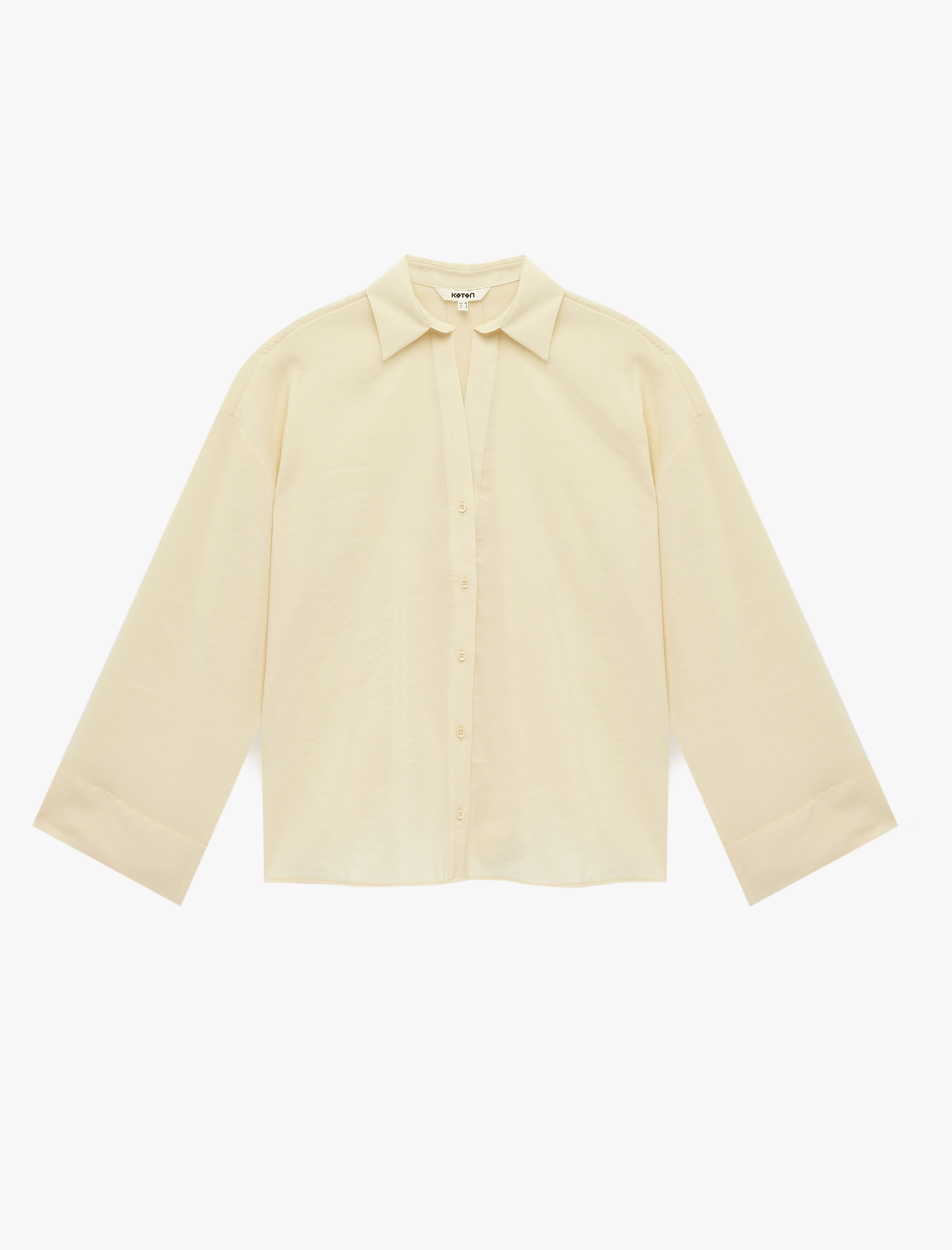   Viskon Karışımlı Klasik Yaka Uzun Geniş Kollu Oversize Gömlek