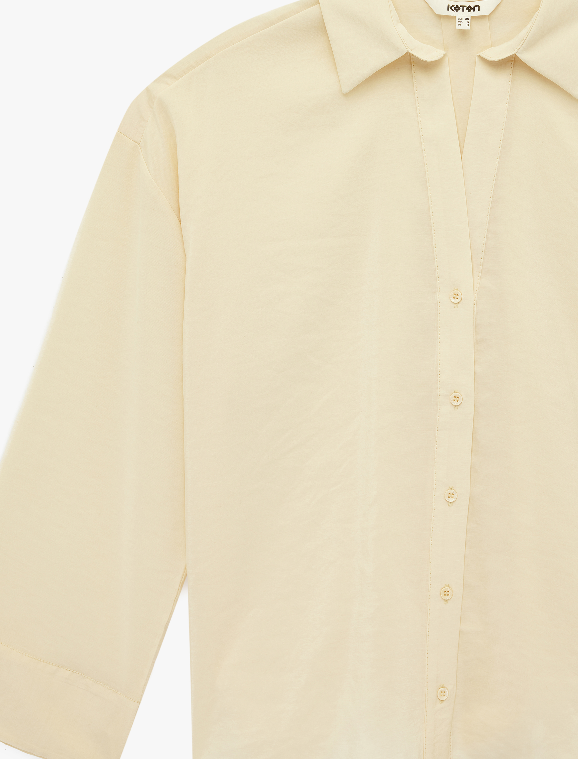   Viskon Karışımlı Klasik Yaka Uzun Geniş Kollu Oversize Gömlek