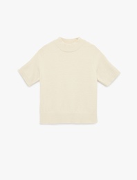 Regular Fit Kısa Kollu Dik Yaka Triko Kazak