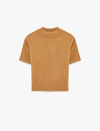 Regular Fit Kısa Kollu Dik Yaka Triko Kazak