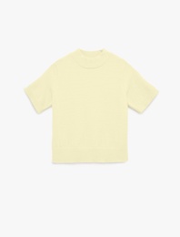 Regular Fit Kısa Kollu Dik Yaka Triko Kazak