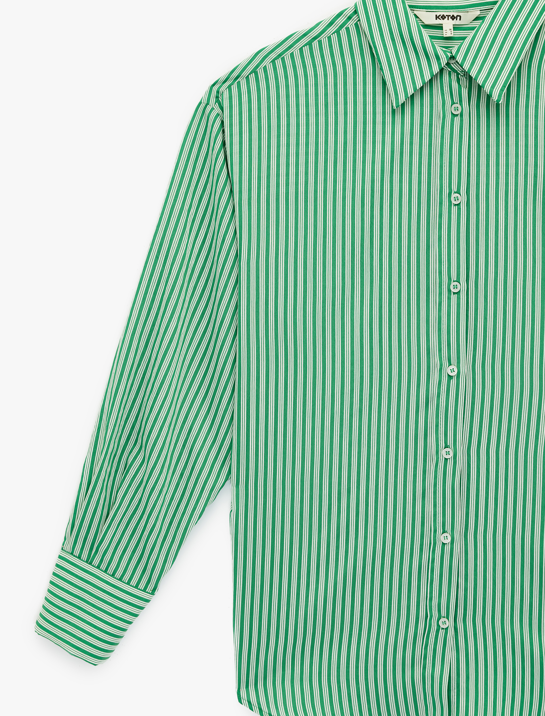   Regular Fit Uzun Kollu Klasik Yaka Viskon Çizgili Gömlek