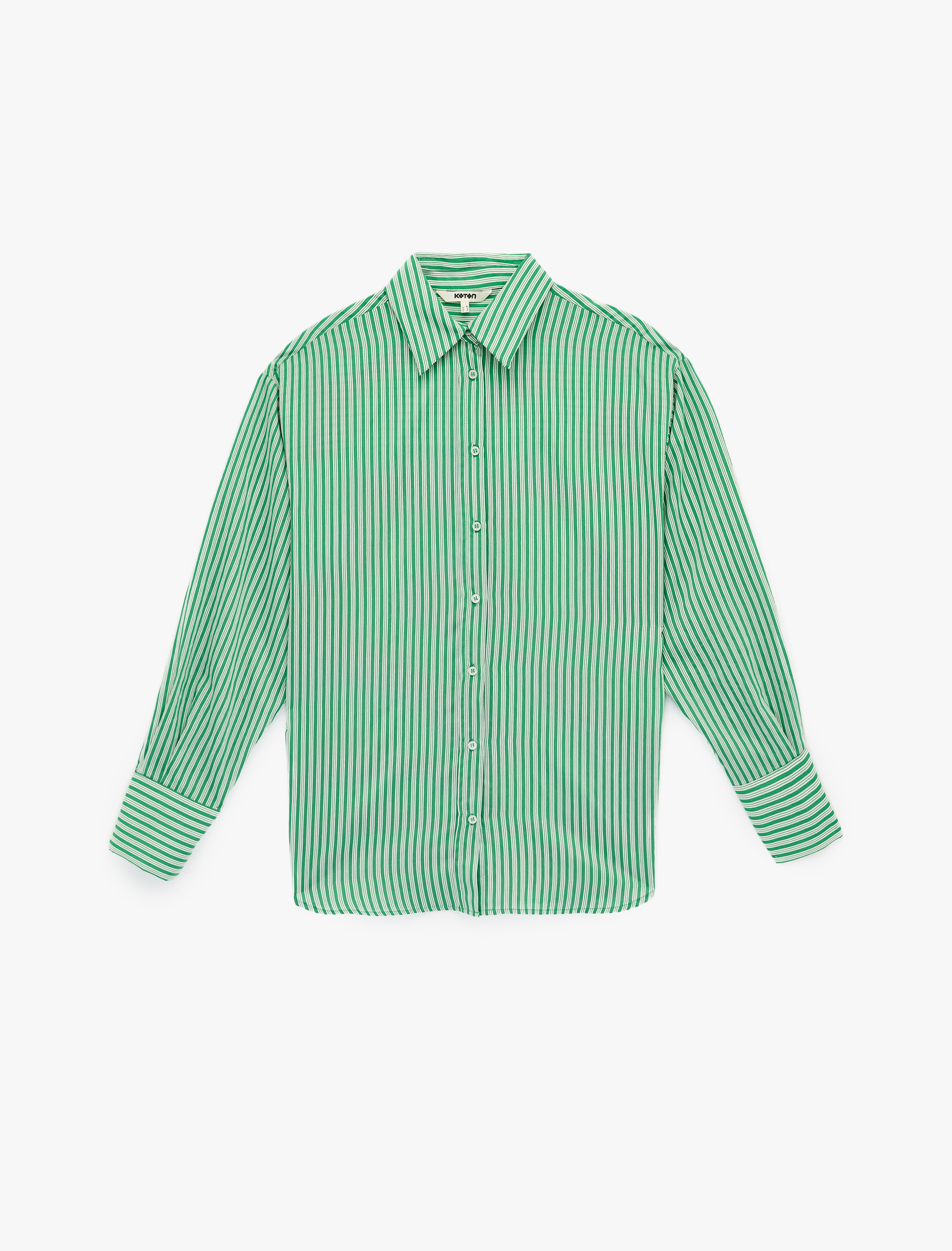   Regular Fit Uzun Kollu Klasik Yaka Viskon Çizgili Gömlek