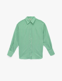 Regular Fit Uzun Kollu Klasik Yaka Viskon Çizgili Gömlek