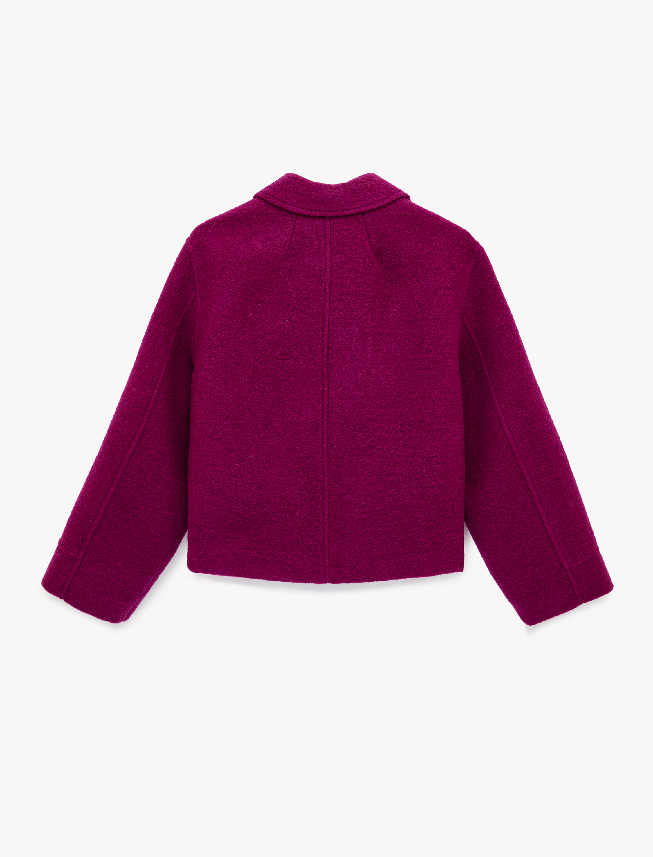   Cepli Uzun Kollu Oversize Crop Kaşe Ceket