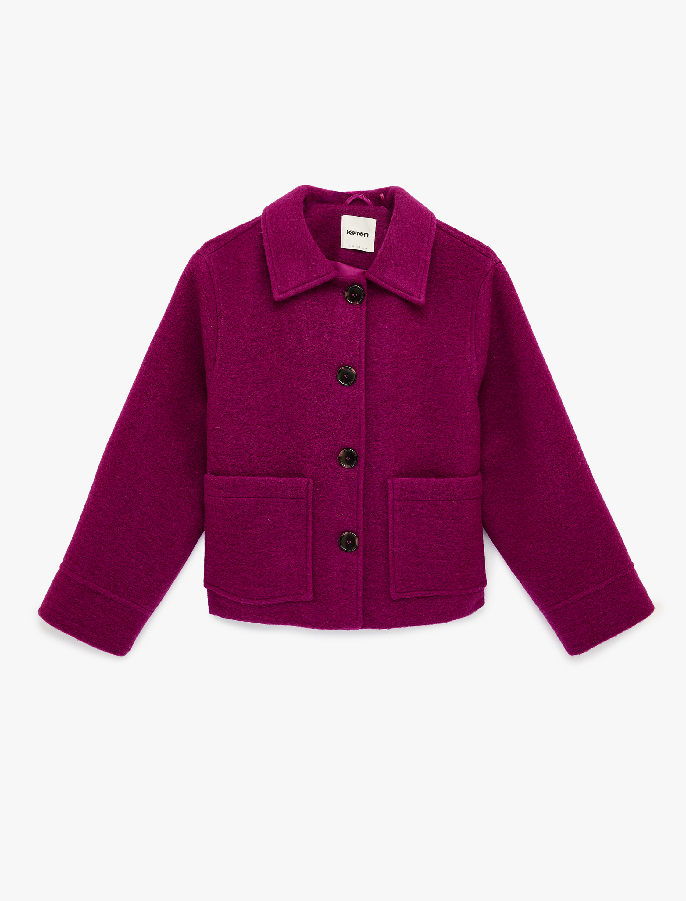   Cepli Uzun Kollu Oversize Crop Kaşe Ceket