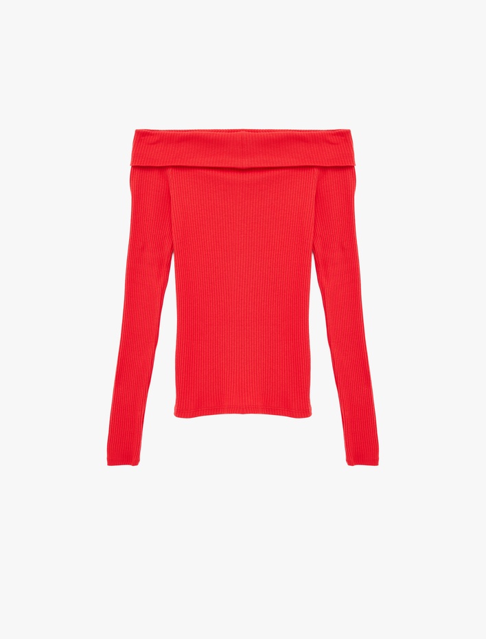  Pamuklu Uzun Kollu Madonna Yaka Tişört