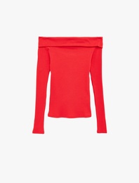 Pamuklu Uzun Kollu Madonna Yaka Tişört