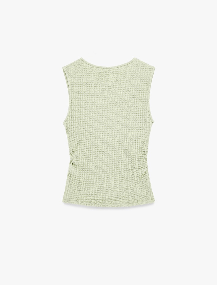  Bürümcük Kumaş Slim Fit Bisiklet Yaka Kolsuz Bluz